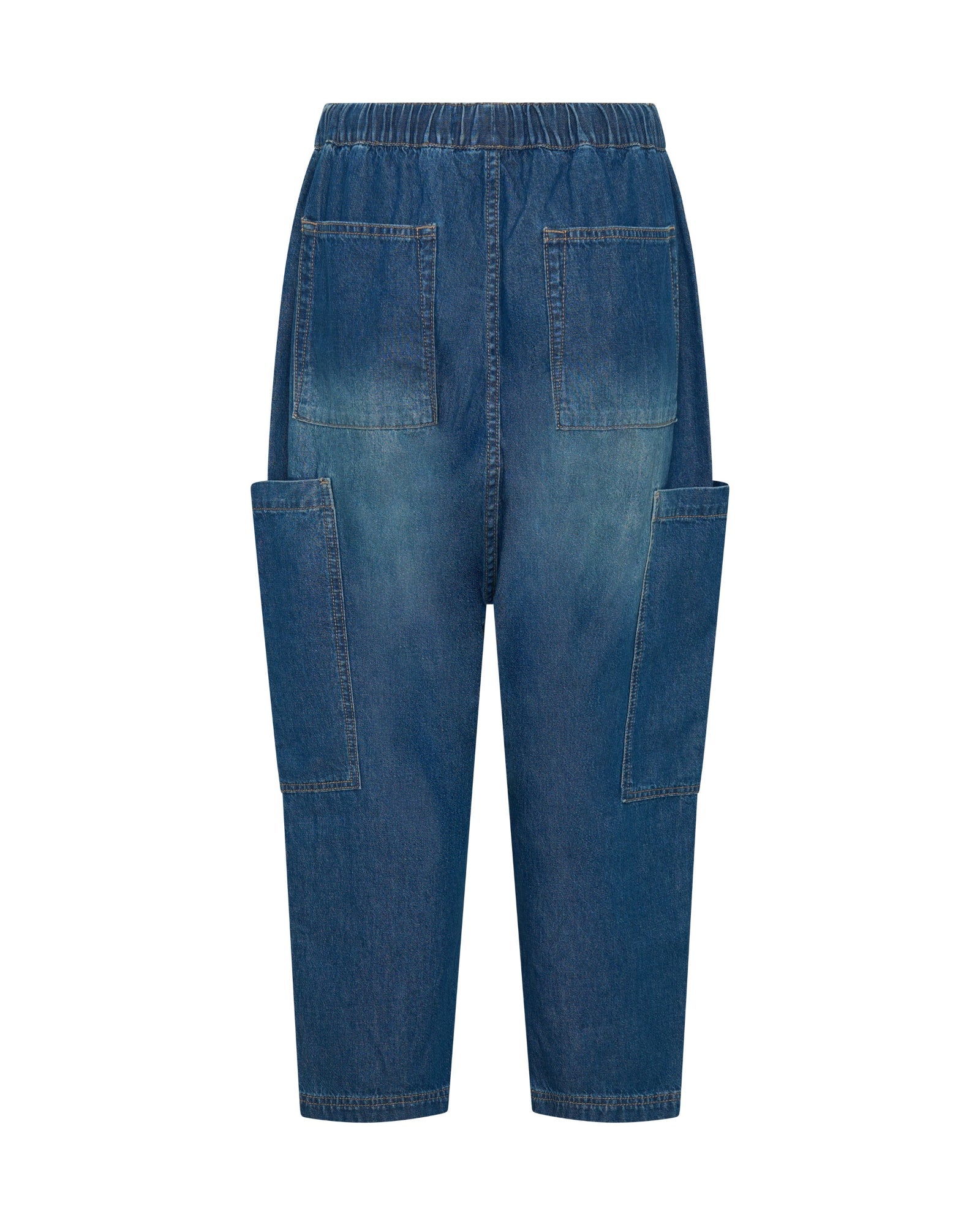 Isla Low Waist Drawstring Harem Denim Jeans - Blue Pasadena | One