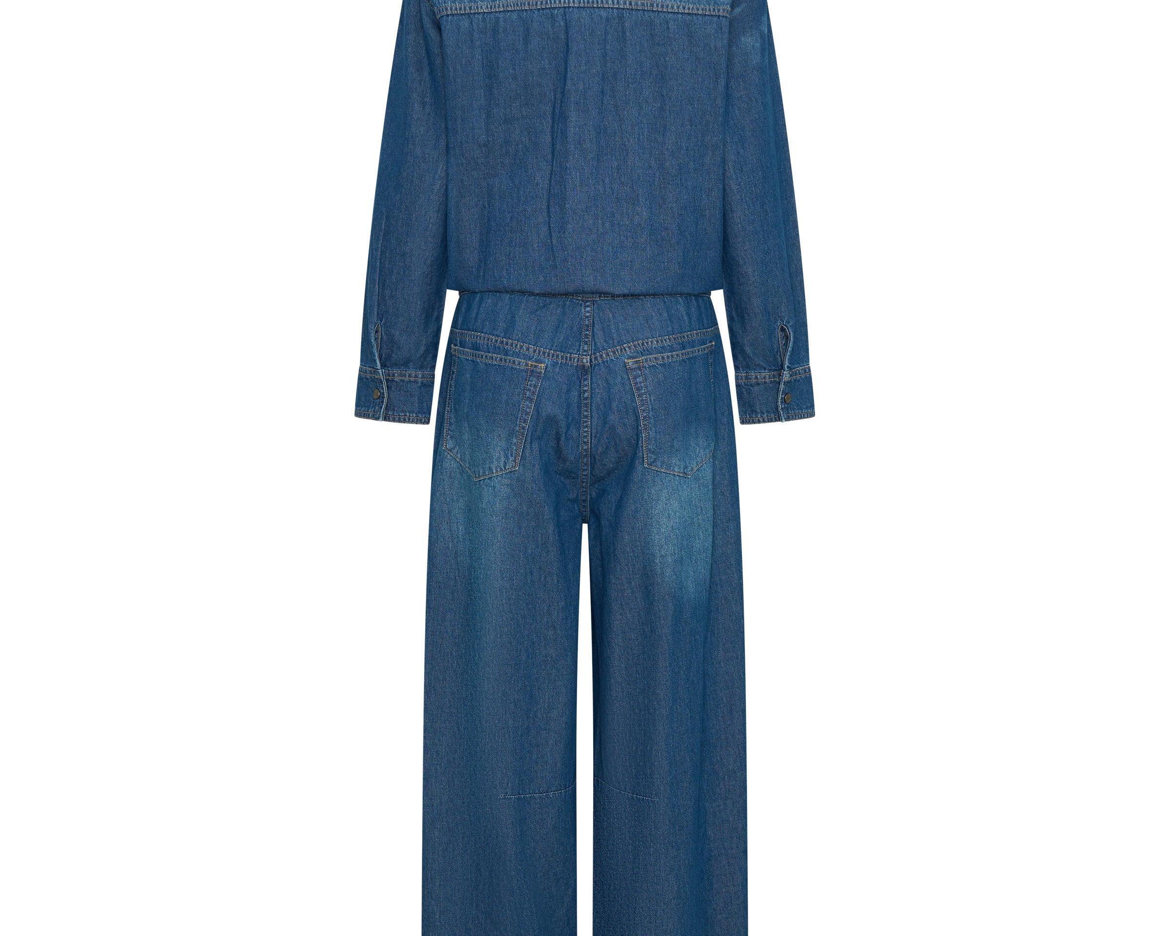 Izzy Drawstring Boiler Denim Jumpsuit - Blue Pasadena