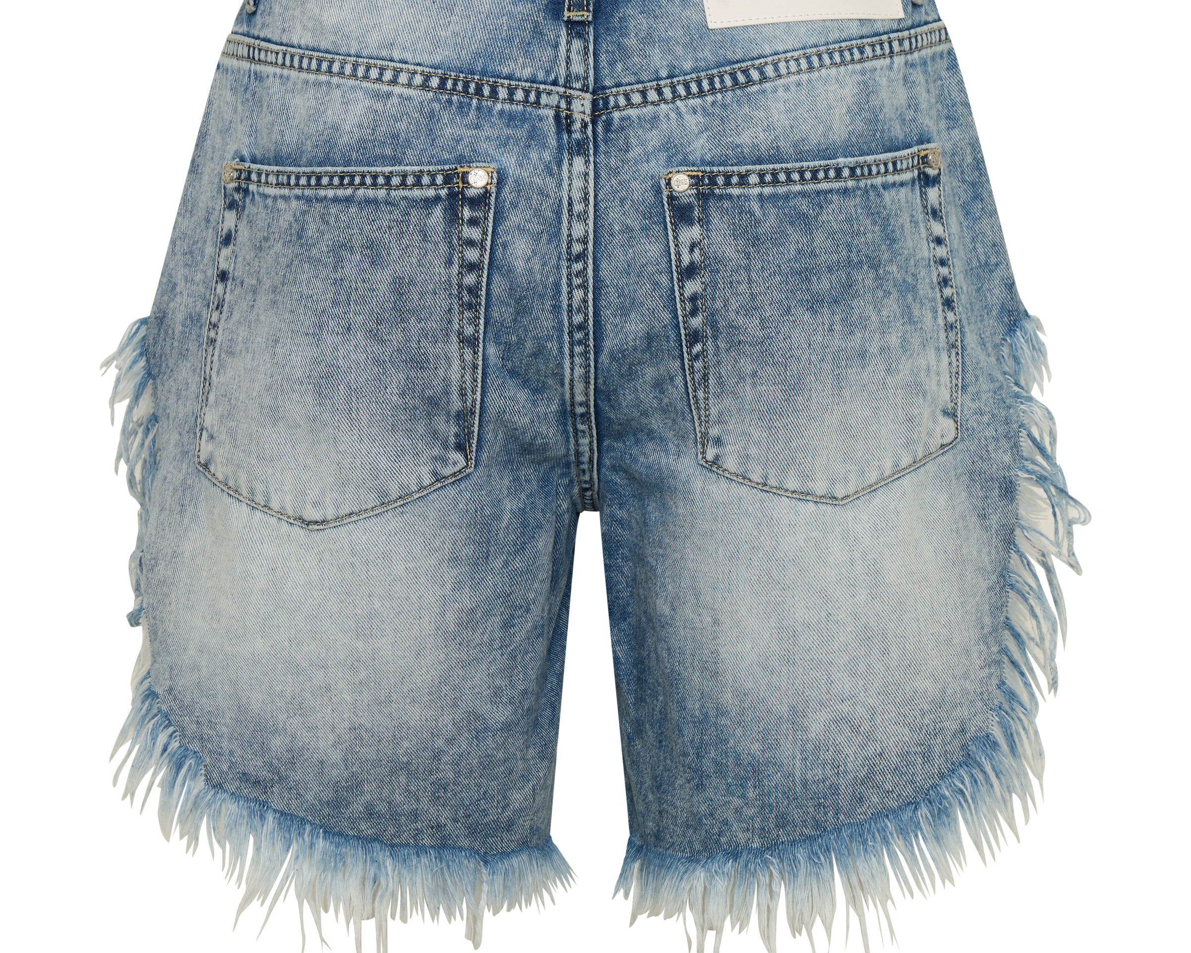 Frankies Low Waist Long Length Denim Shorts - Sunset Blue