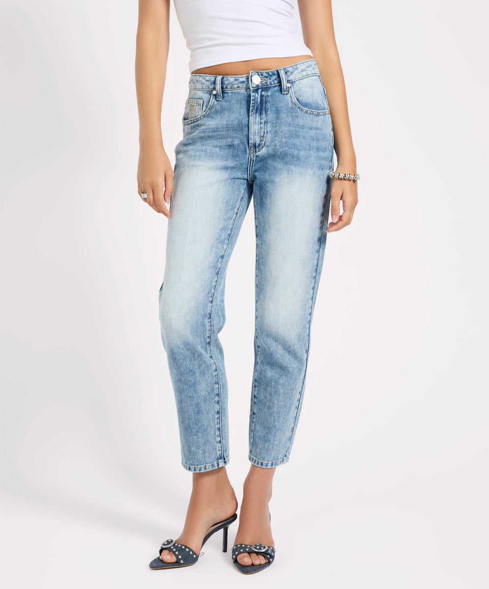 Slims High Waist Cropped Slim Fit Denim Jeans - Sunset Blue