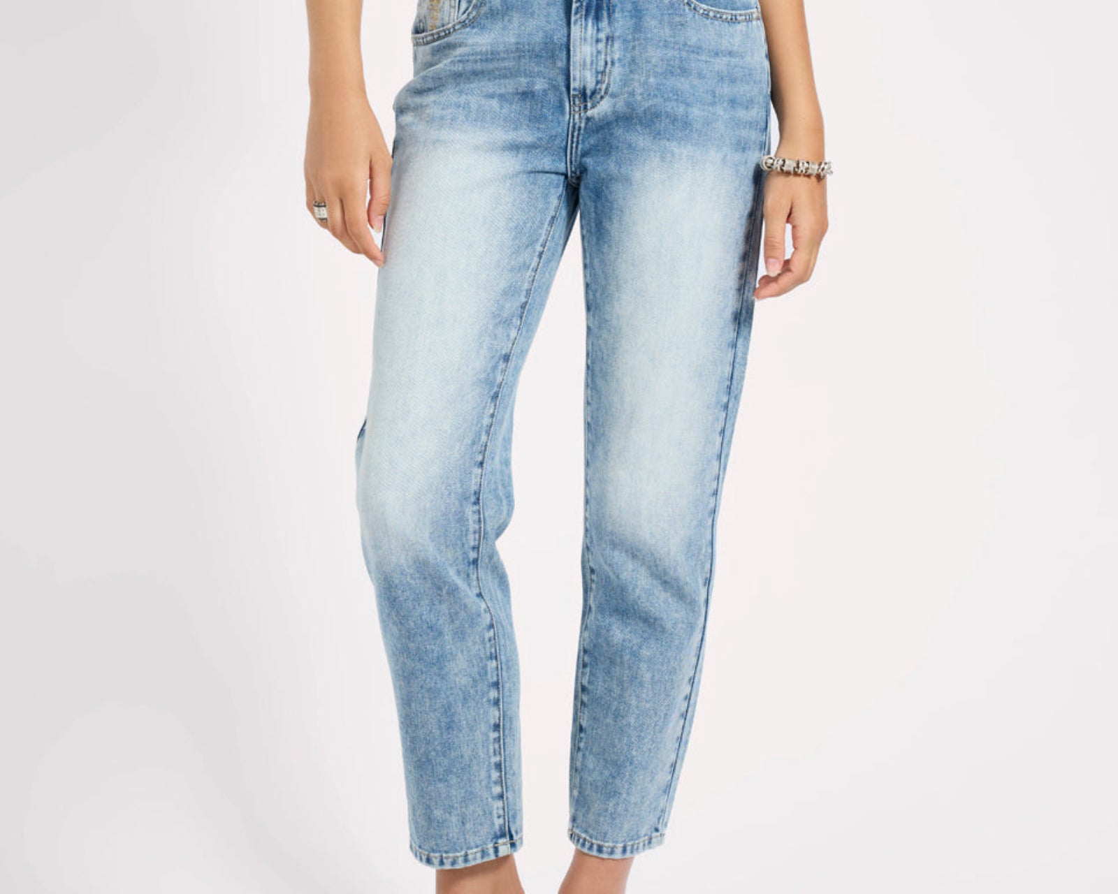 Slims High Waist Cropped Slim Fit Denim Jeans - Sunset Blue