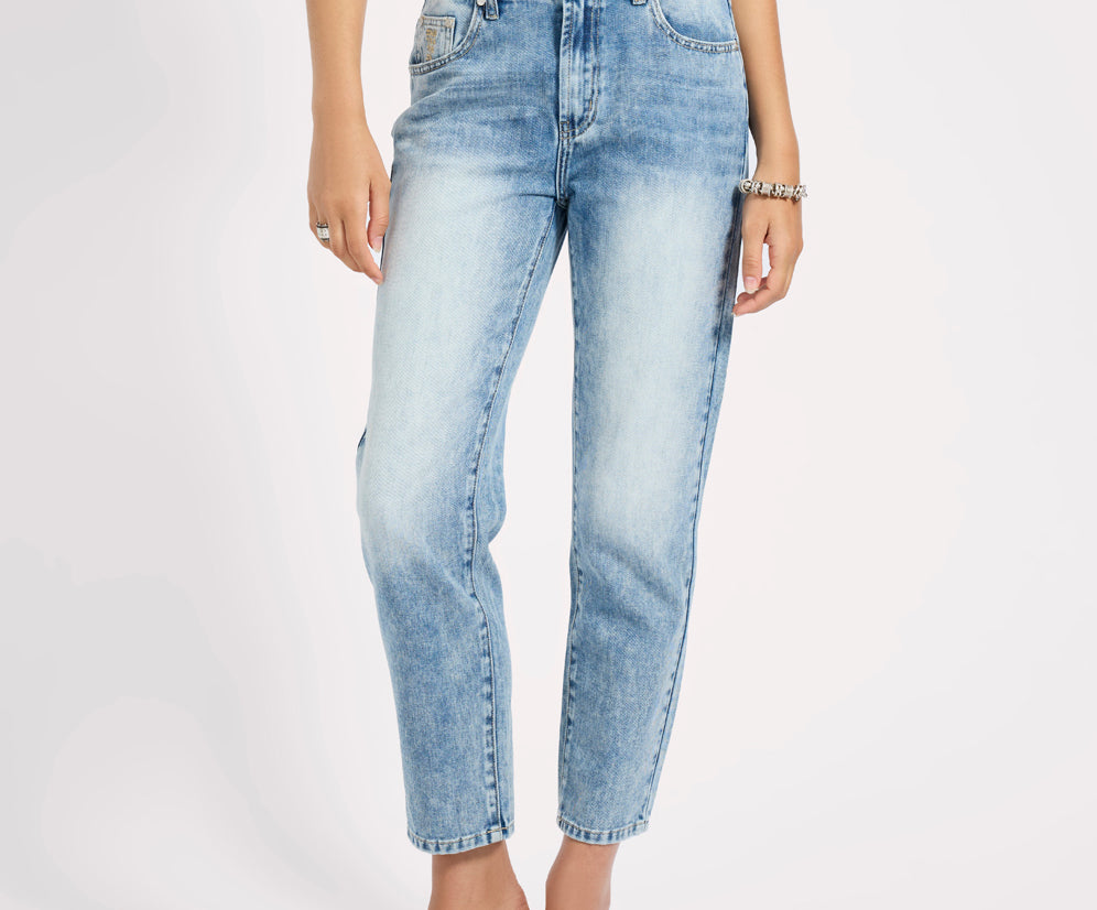 Slims High Waist Cropped Slim Fit Denim Jeans - Sunset Blue