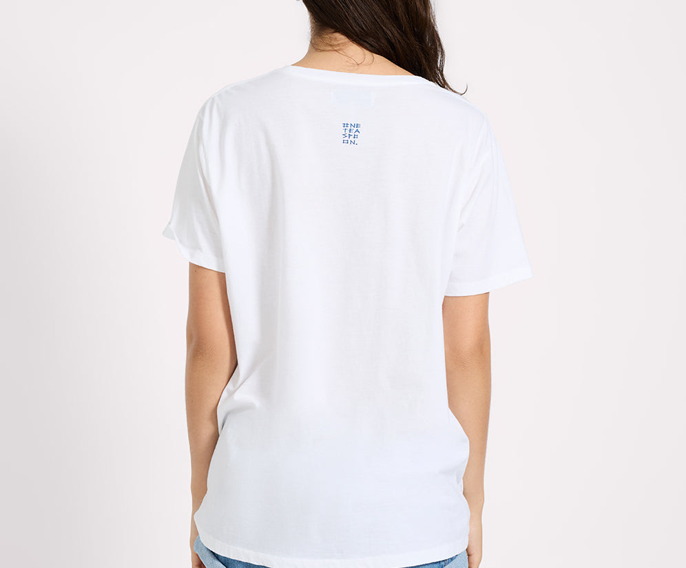 Blue Jean Baby Boyfriend Tee - White