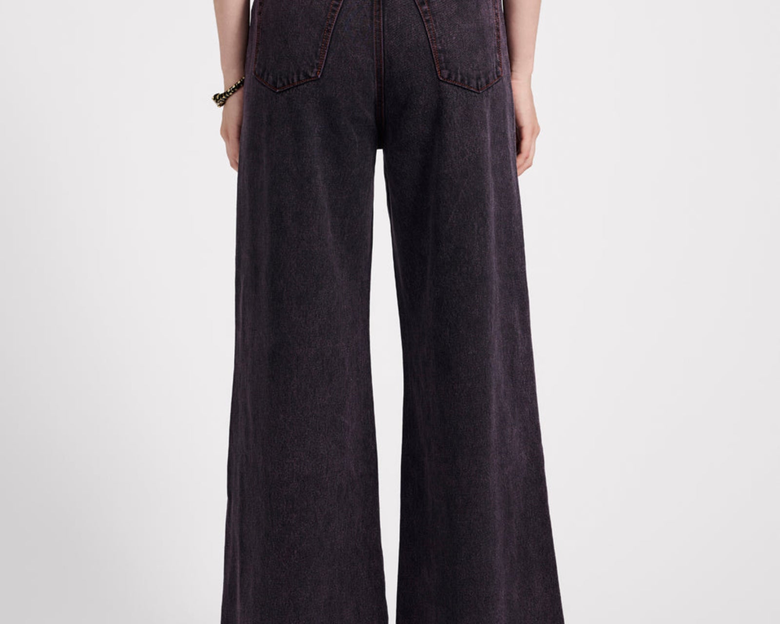 Love Machines Mid Waist Super Wide Leg Denim Jeans - Black Pink