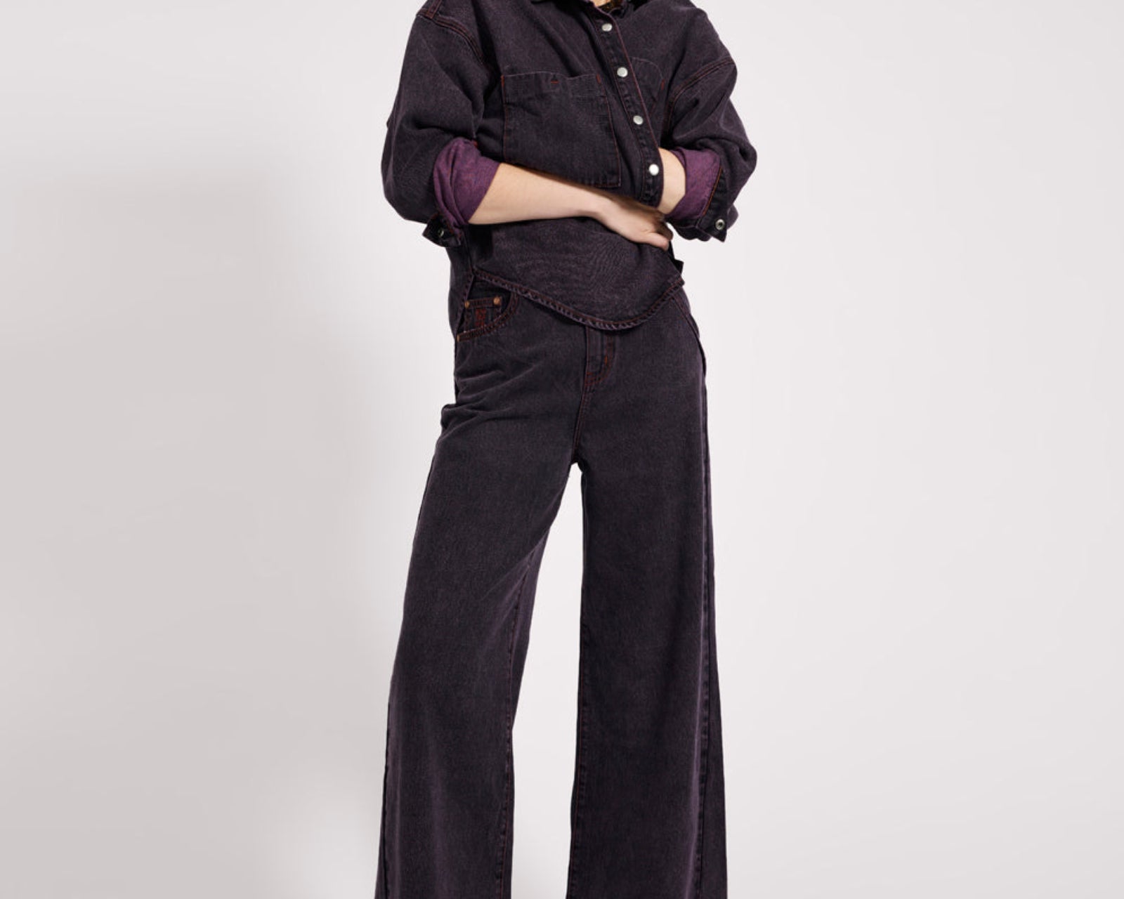 Daria Denim Shacket - Black Pink