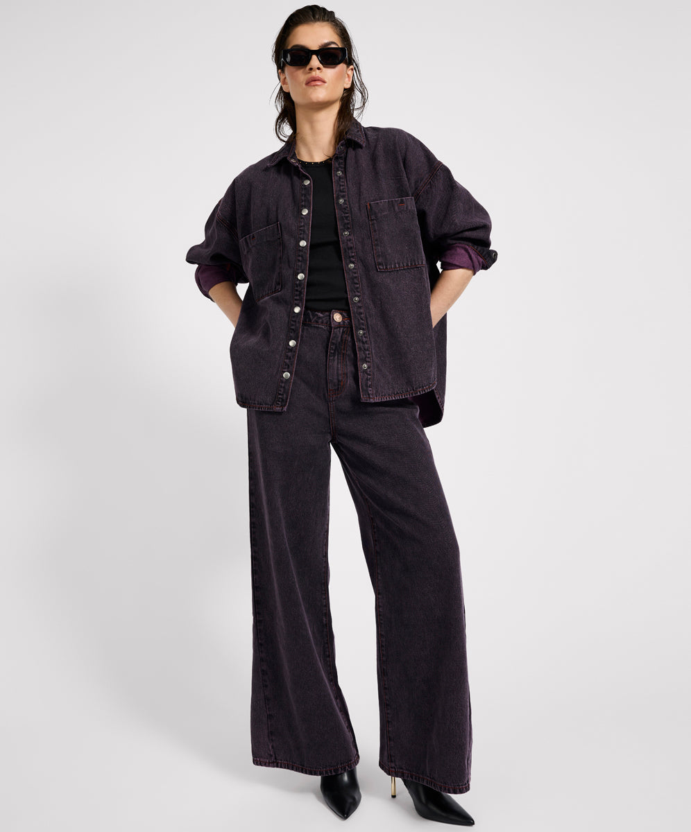 Women's Denim Daria Denim Shacket - Black Pink