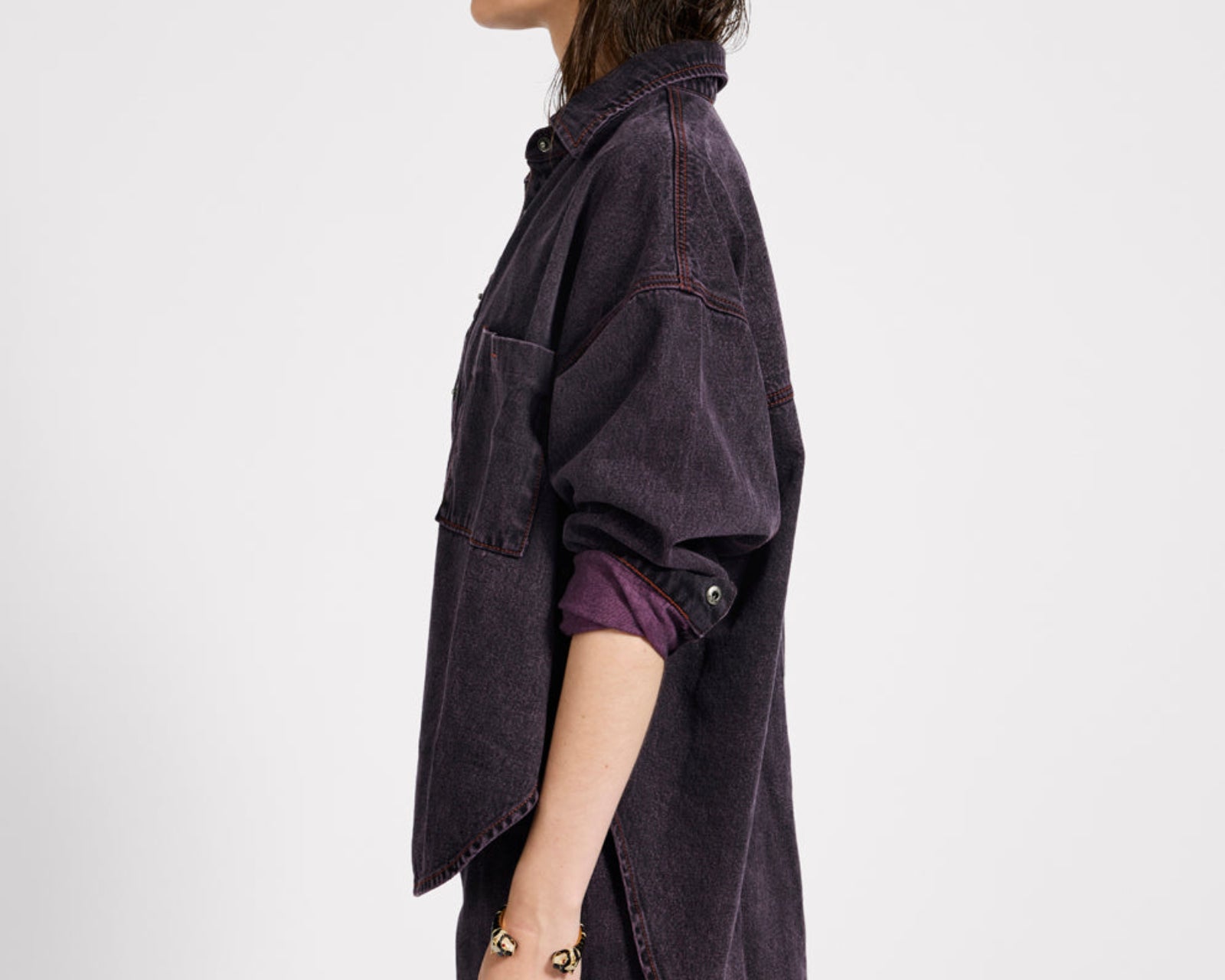 Daria Denim Shacket - Black Pink