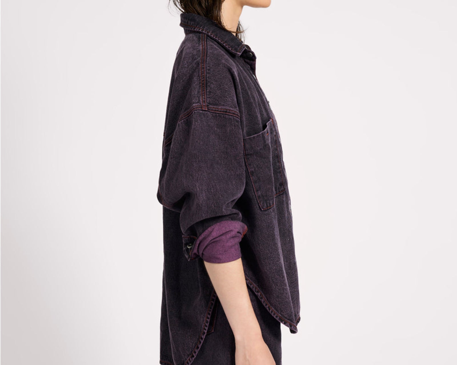 Daria Denim Shacket - Black Pink