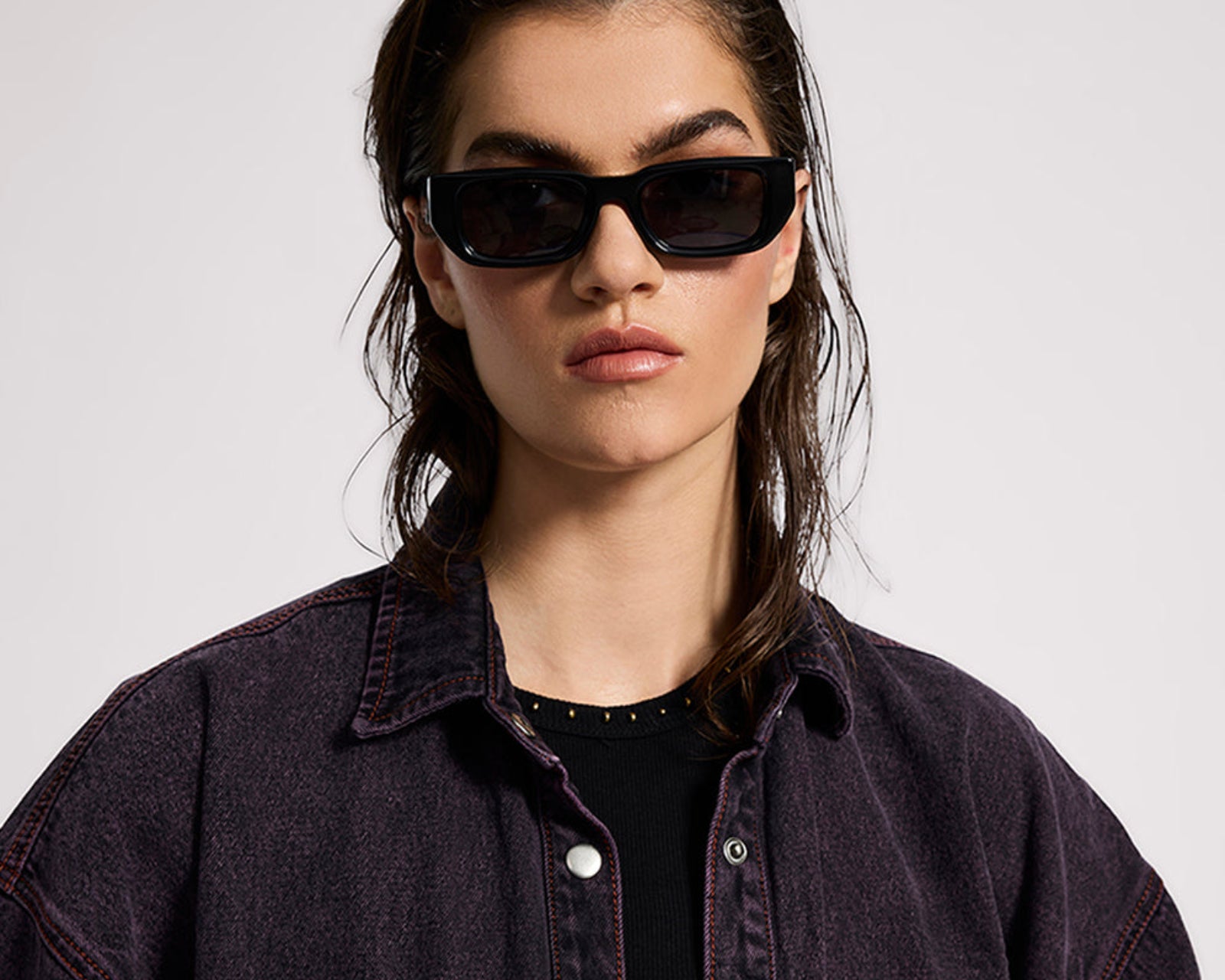 Daria Denim Shacket - Black Pink