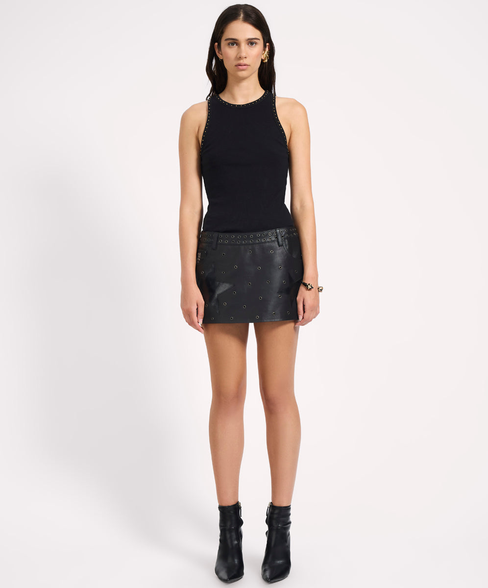 Axel Low Waist Micro Mini Leather Skirt - Black | One Teaspoon USA