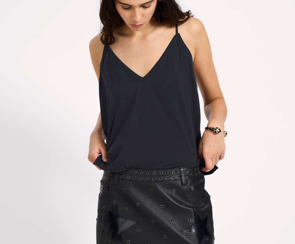 Axel Low Waist Micro Mini Leather Skirt - Black