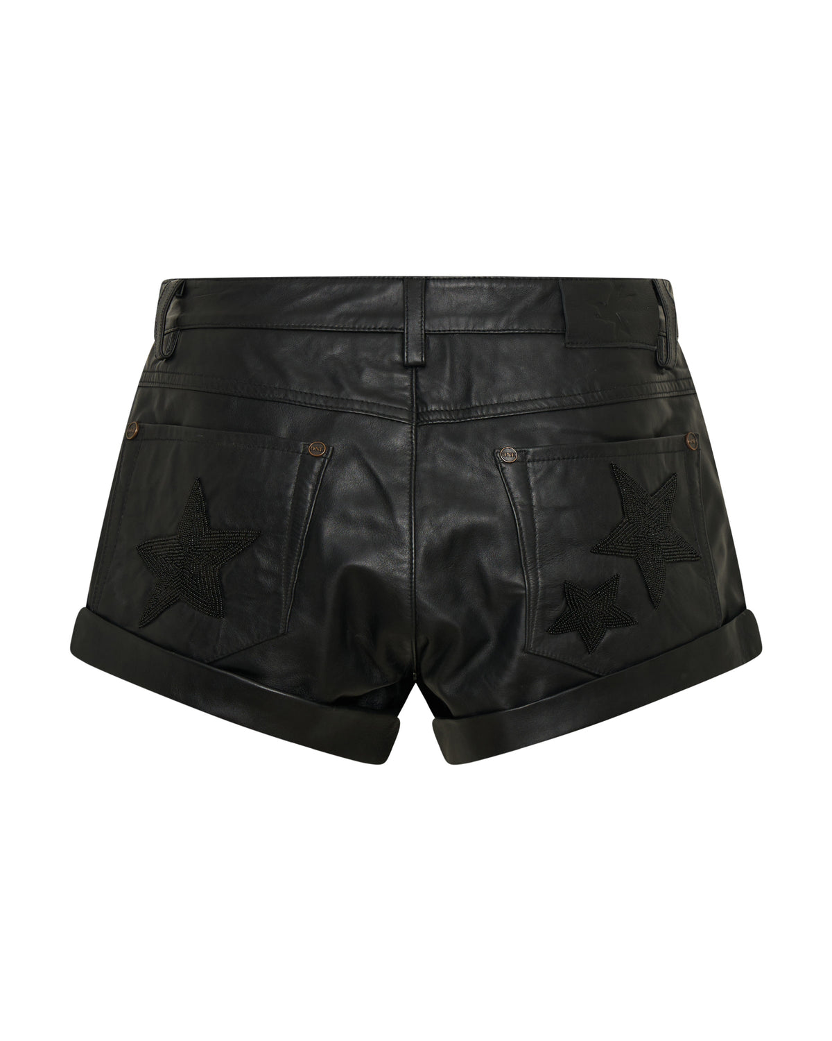 Bandits Low Waist Embellished Leather Shorts - Black Star | One 