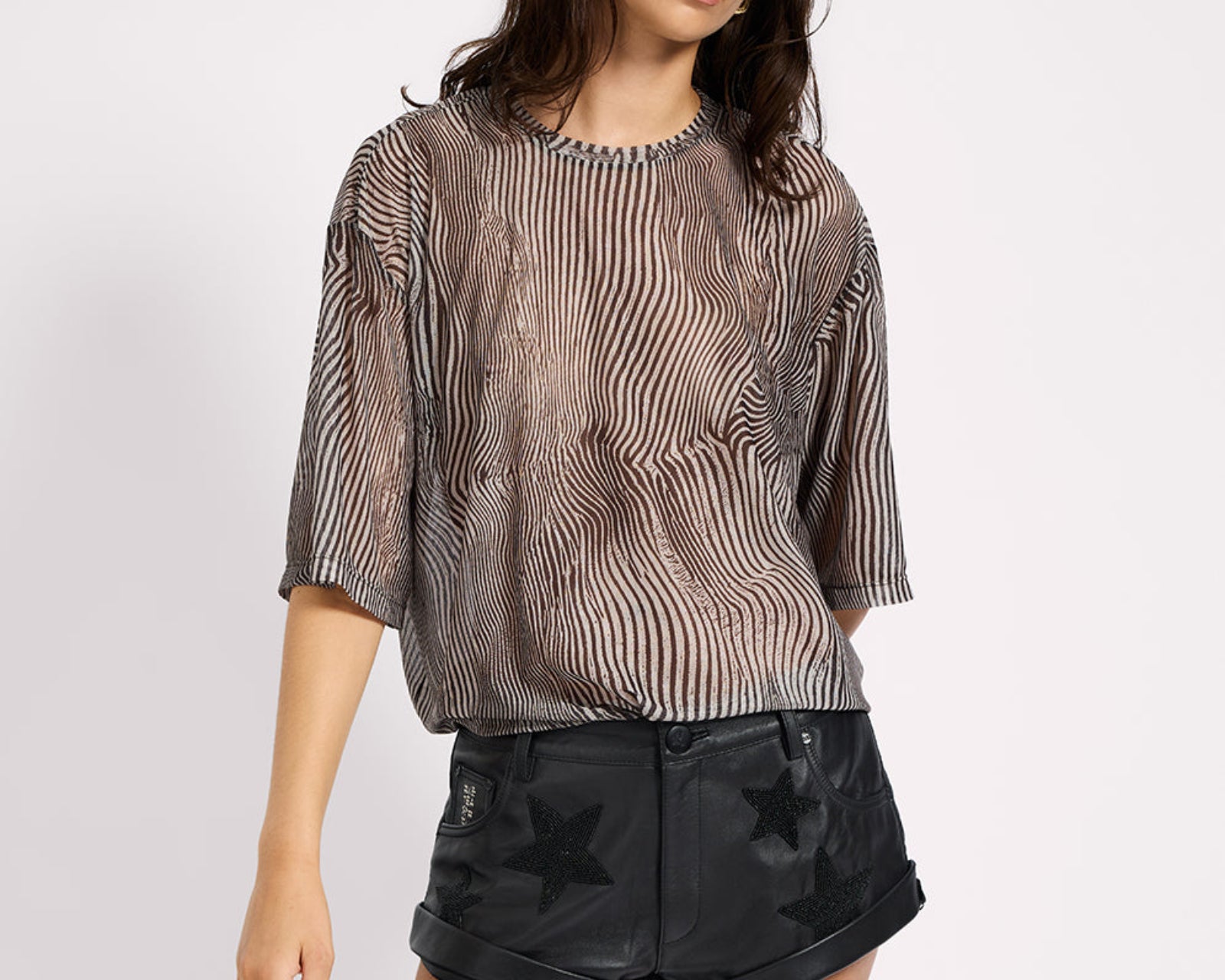 Bandits Low Waist Embellished Leather Shorts - Black Star