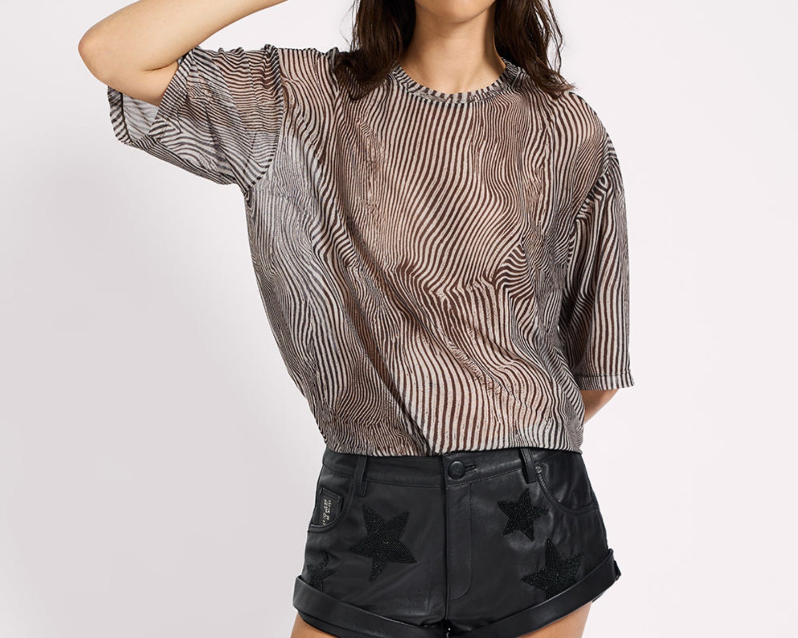 Bandits Low Waist Embellished Leather Shorts - Black Star