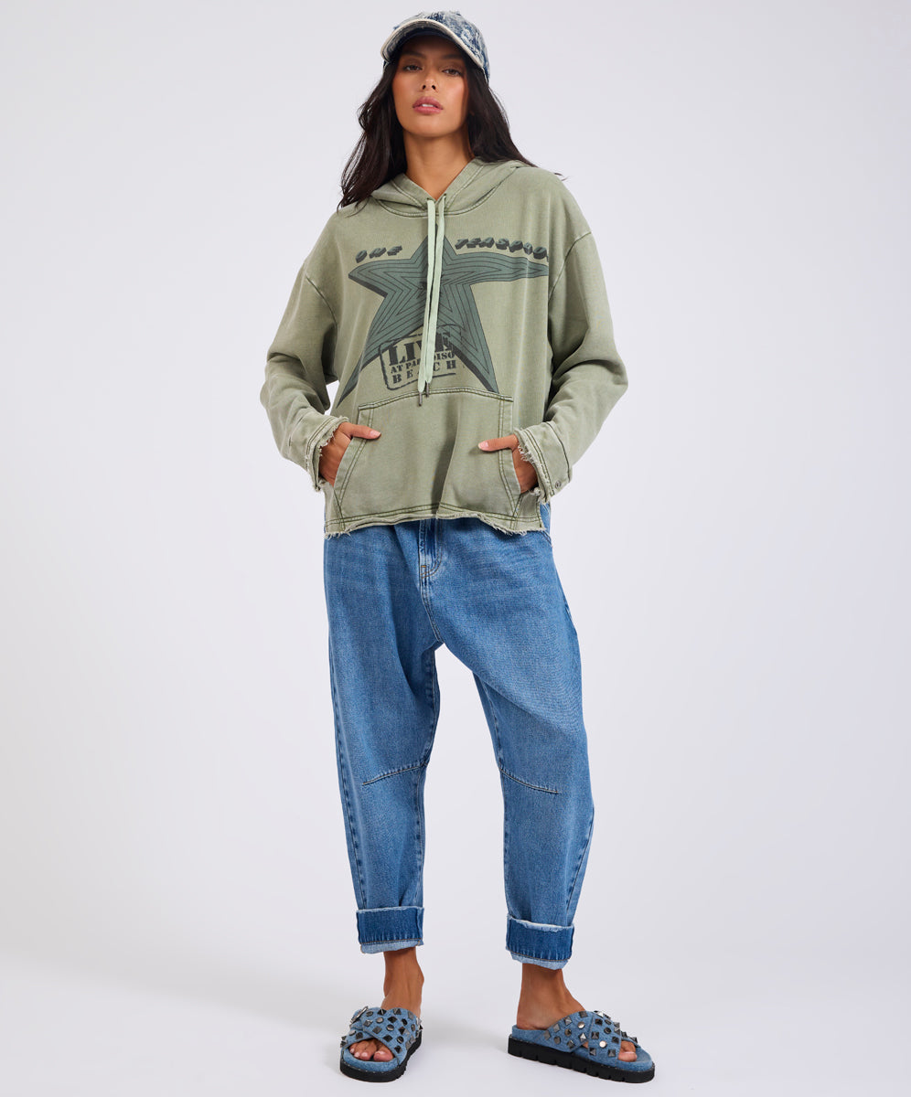 Last Stock Star Tour Worn Hoody - Washed Khaki
