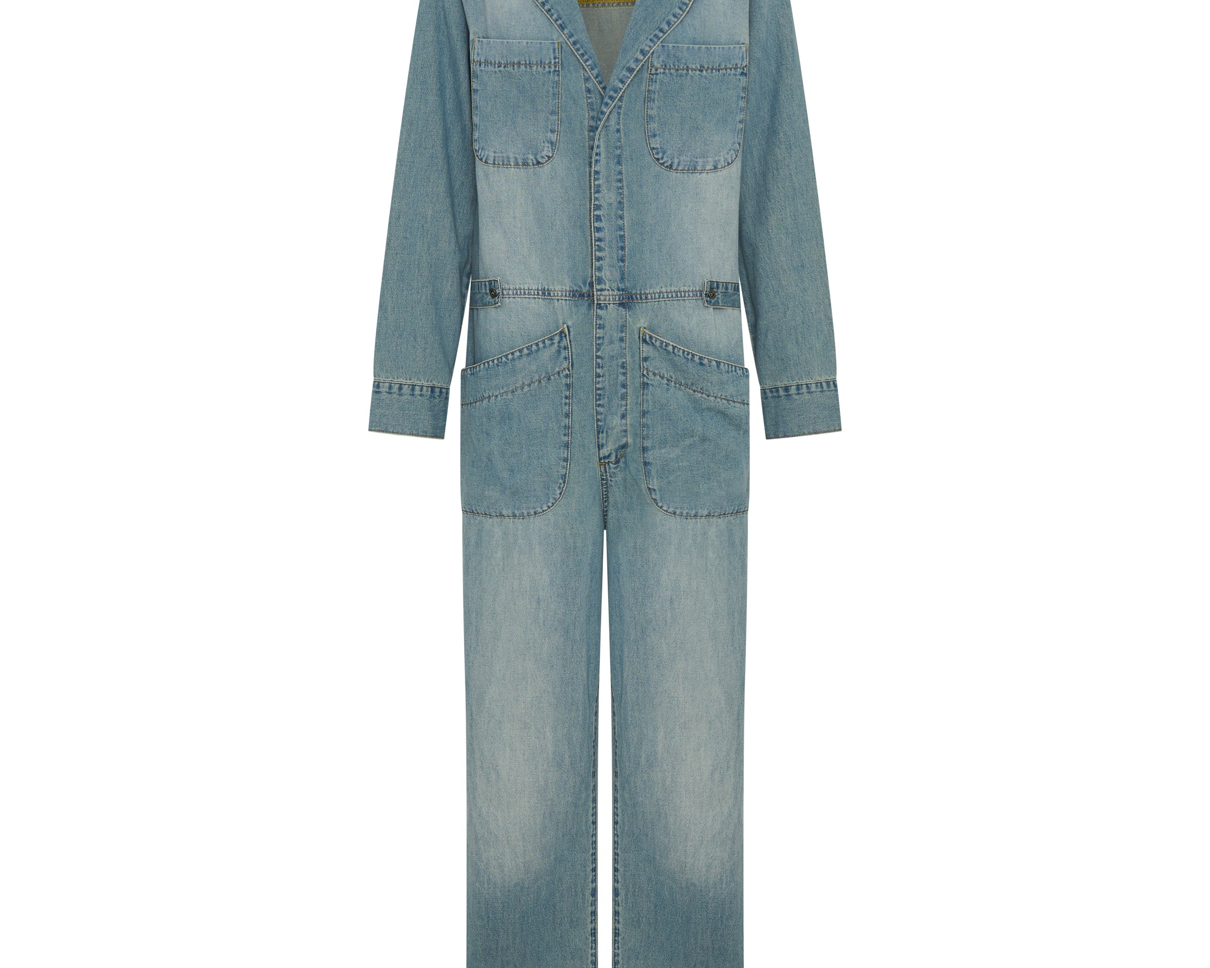 Safari Oversized Boiler Denim Jumpsuit - Used Blue