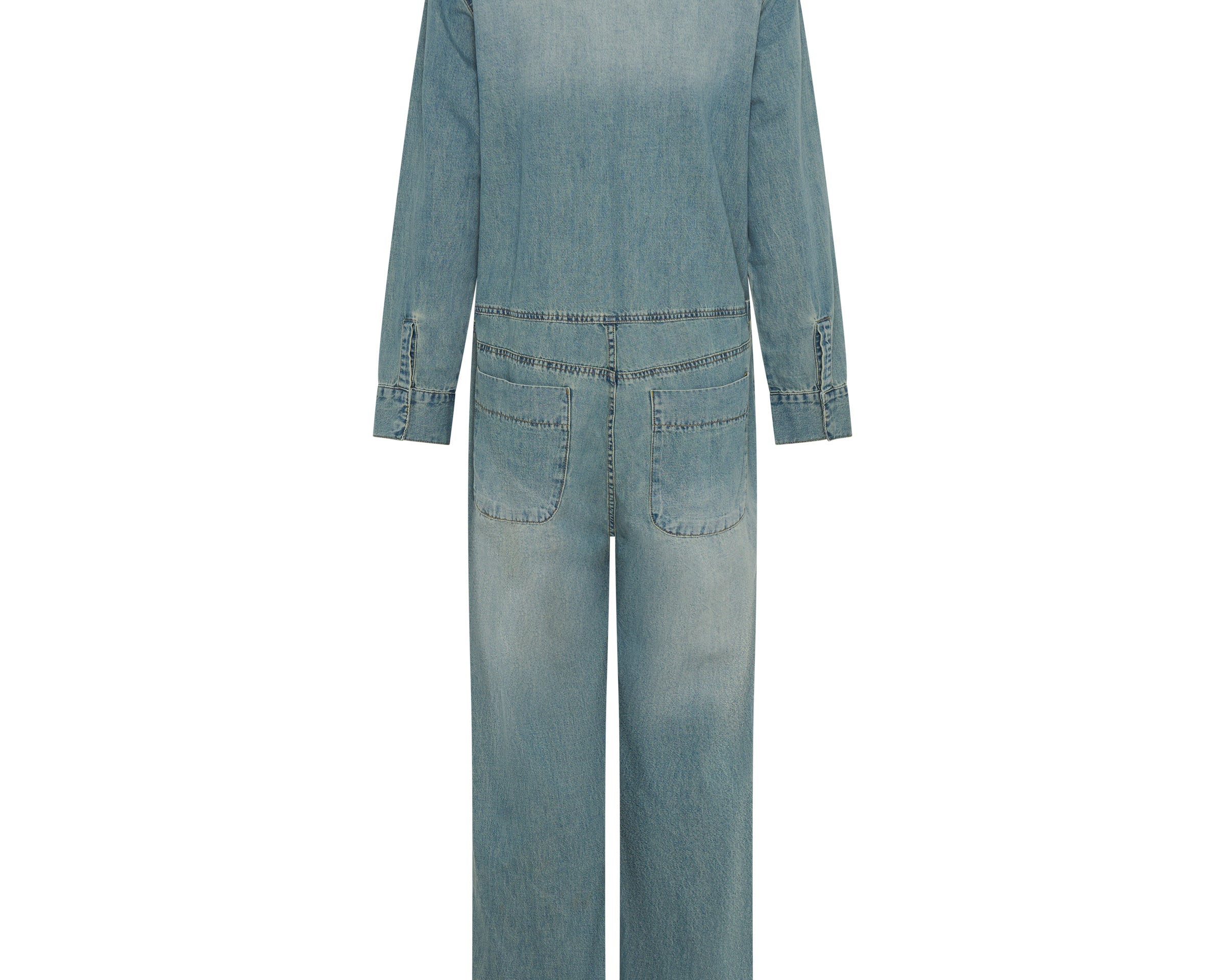 Safari Oversized Boiler Denim Jumpsuit - Used Blue