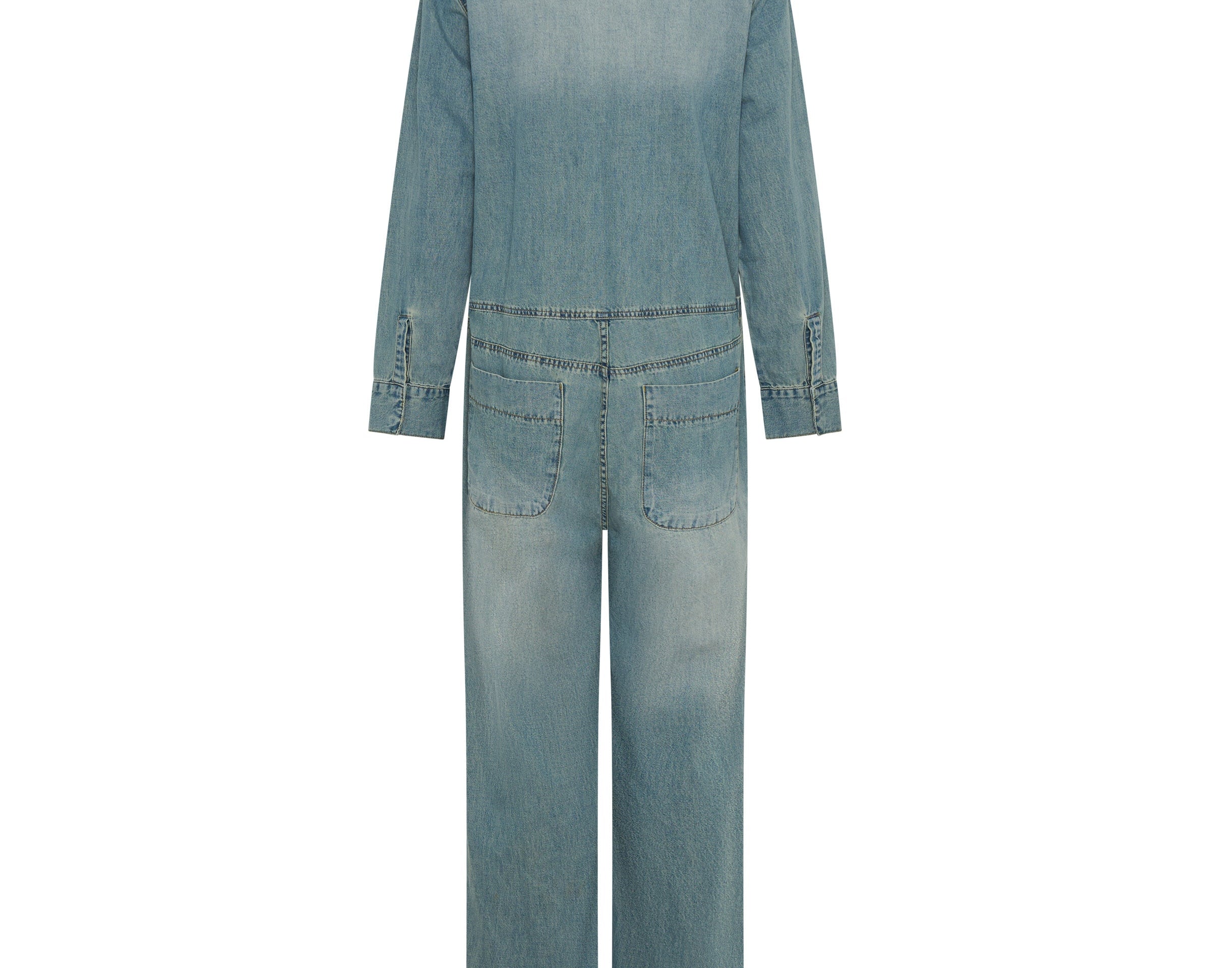 Safari Oversized Boiler Denim Jumpsuit - Used Blue