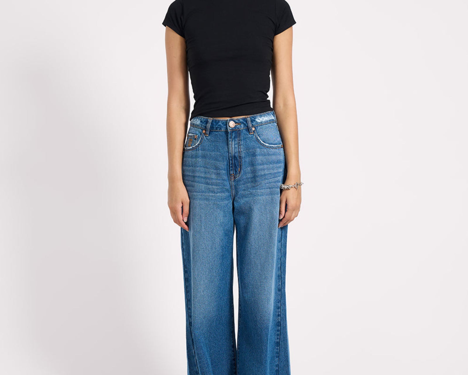 Love Machines High Waist Super Wide Leg Denim Jeans - Pacifica