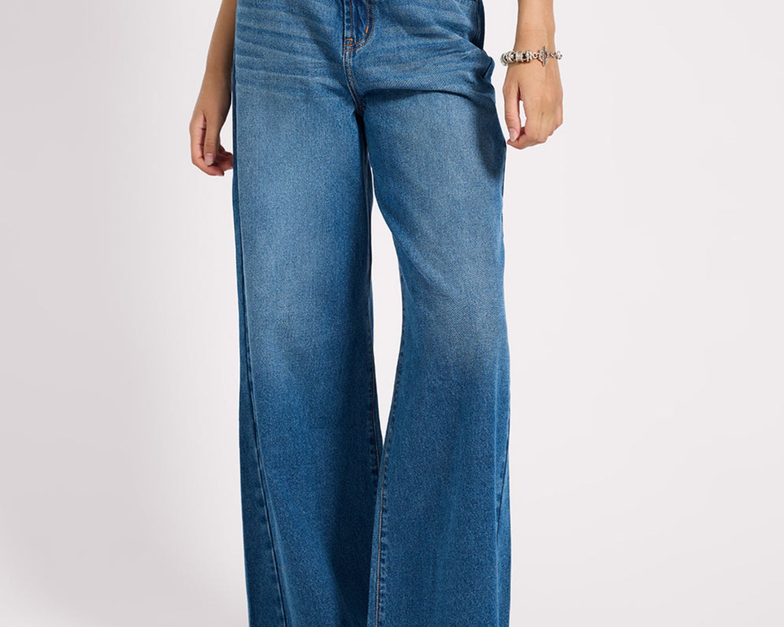 Love Machines High Waist Super Wide Leg Denim Jeans - Pacifica