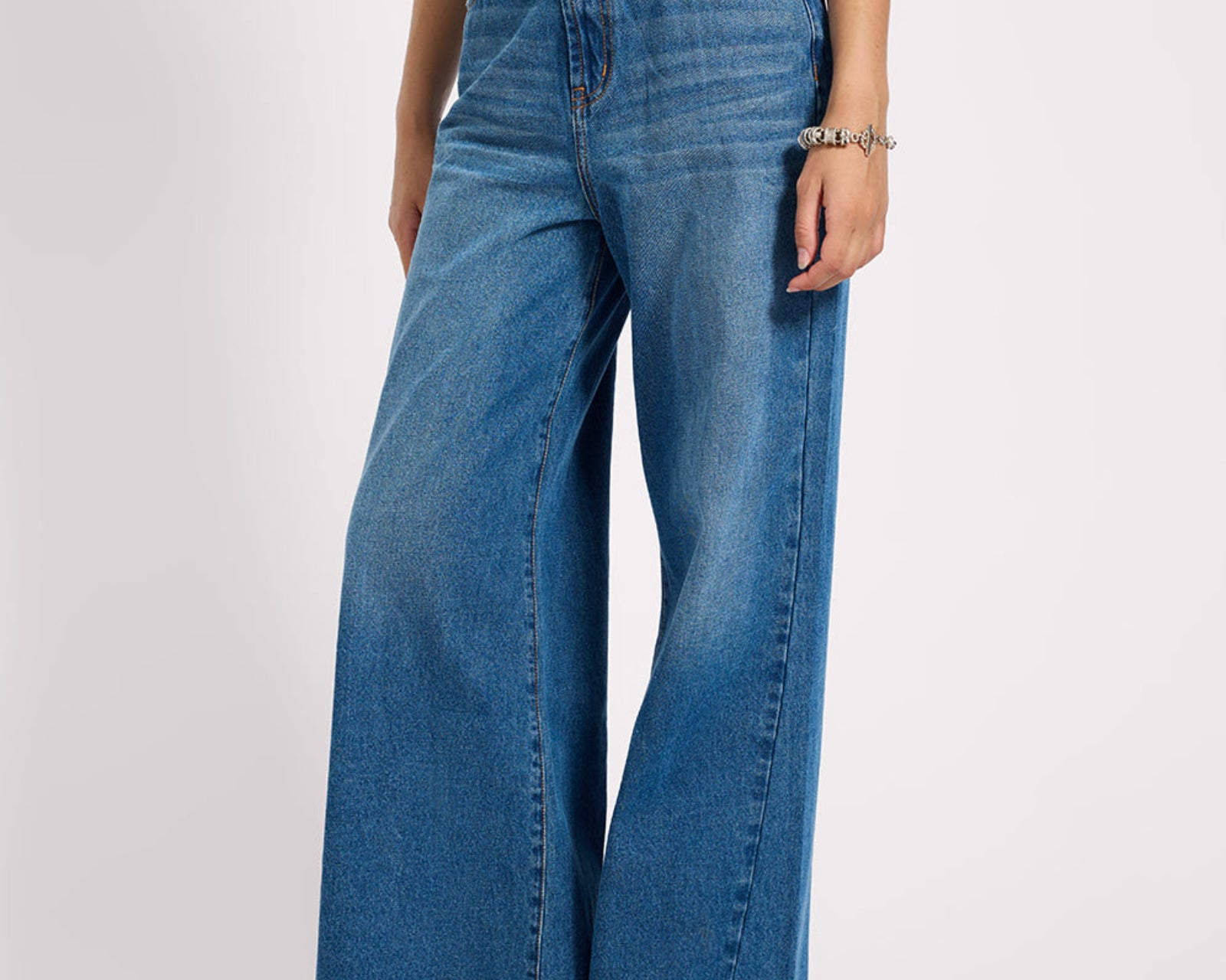 Love Machines High Waist Super Wide Leg Denim Jeans - Pacifica