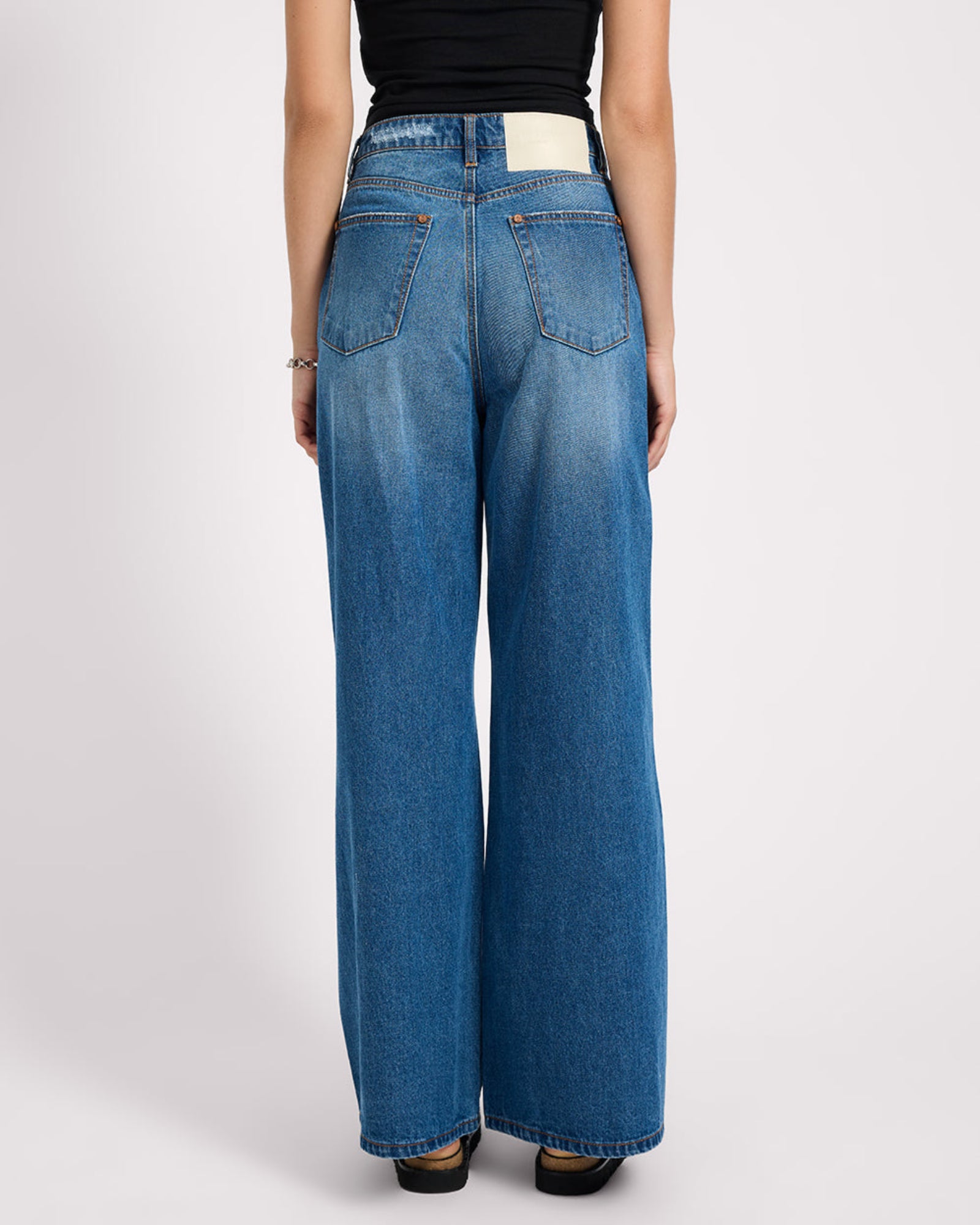 Love Machines High Waist Super Wide Leg Denim Jeans - Pacifica