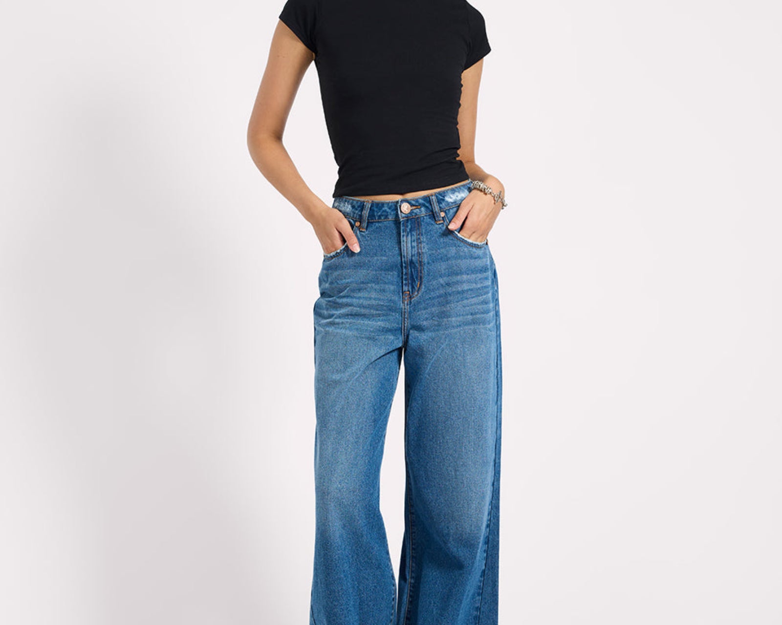 Love Machines High Waist Super Wide Leg Denim Jeans - Pacifica