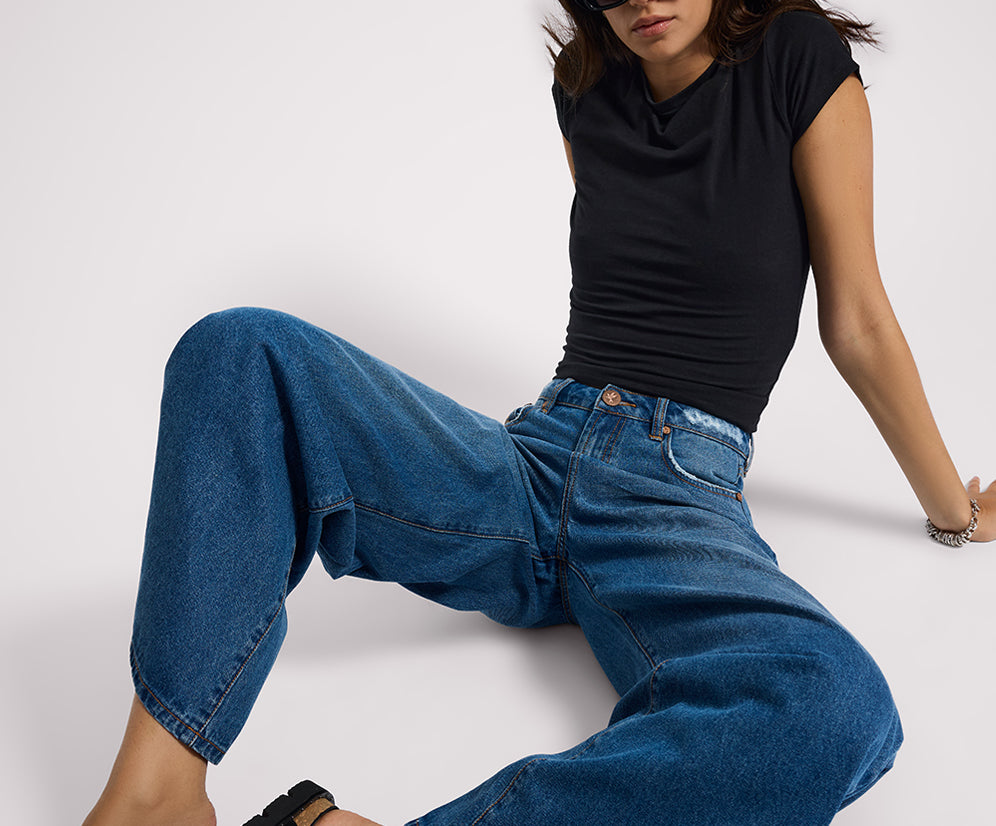 Love Machines High Waist Super Wide Leg Denim Jeans - Pacifica