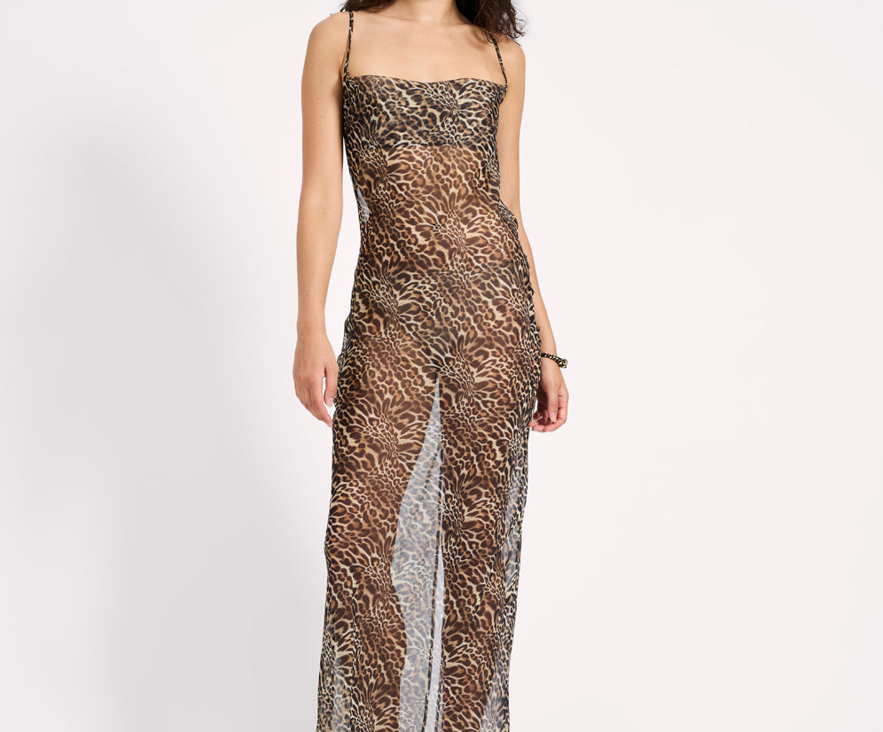 Jagger Maxi Slip Dress - Leopard Print