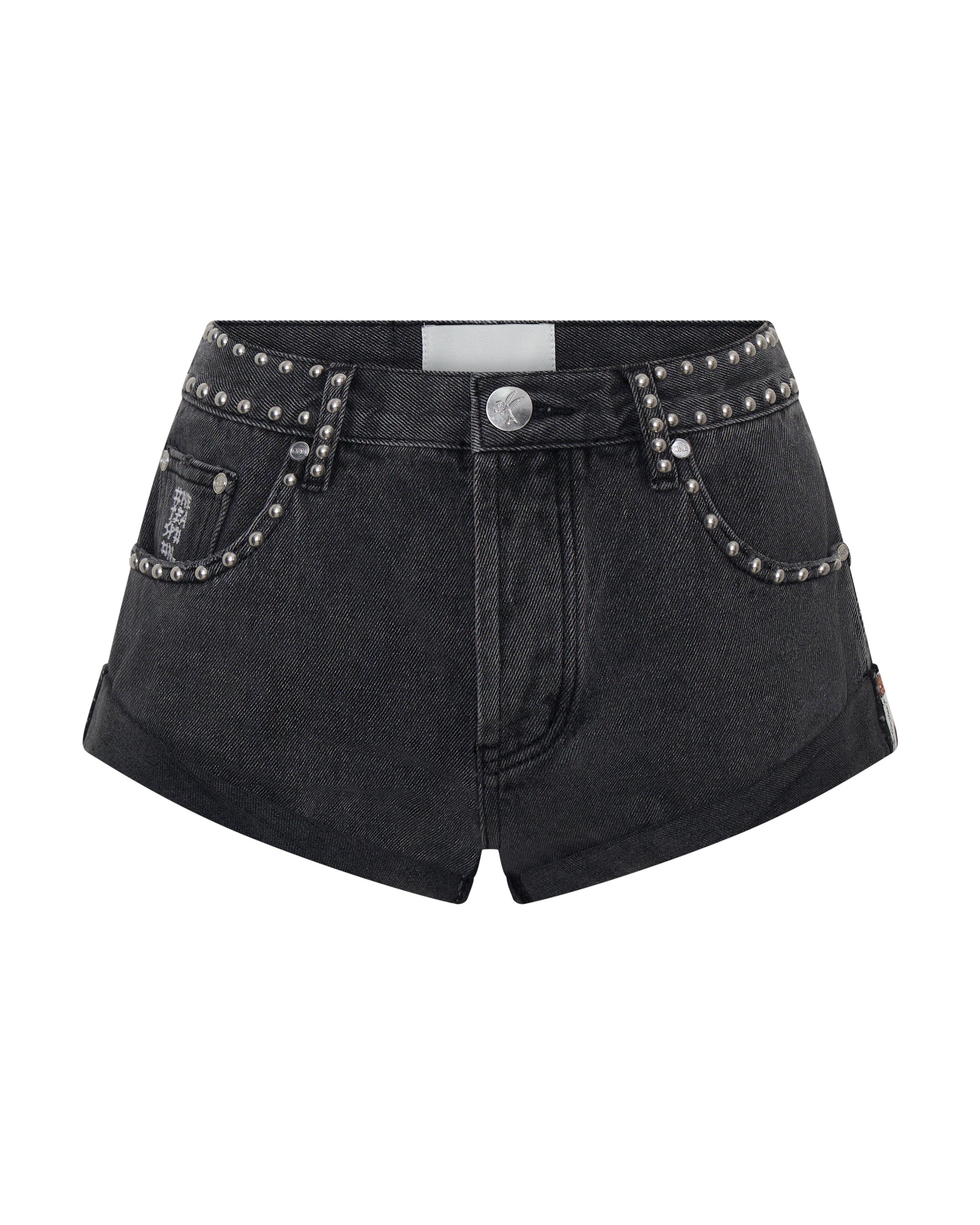 Bandits Low Waist Studded Denim Shorts - Washed Black | One
