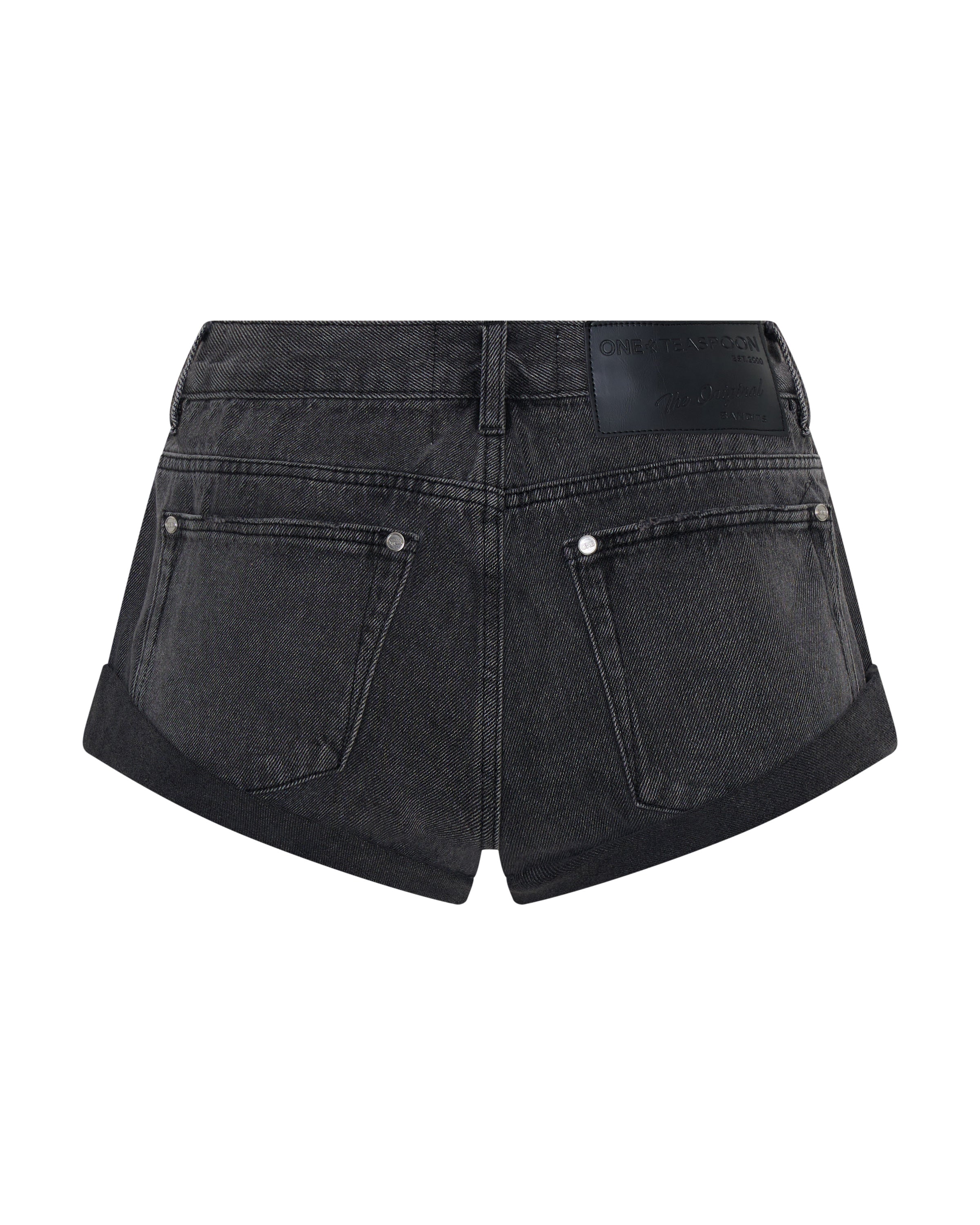 Bandits Low Waist Studded Denim Shorts - Washed Black | One