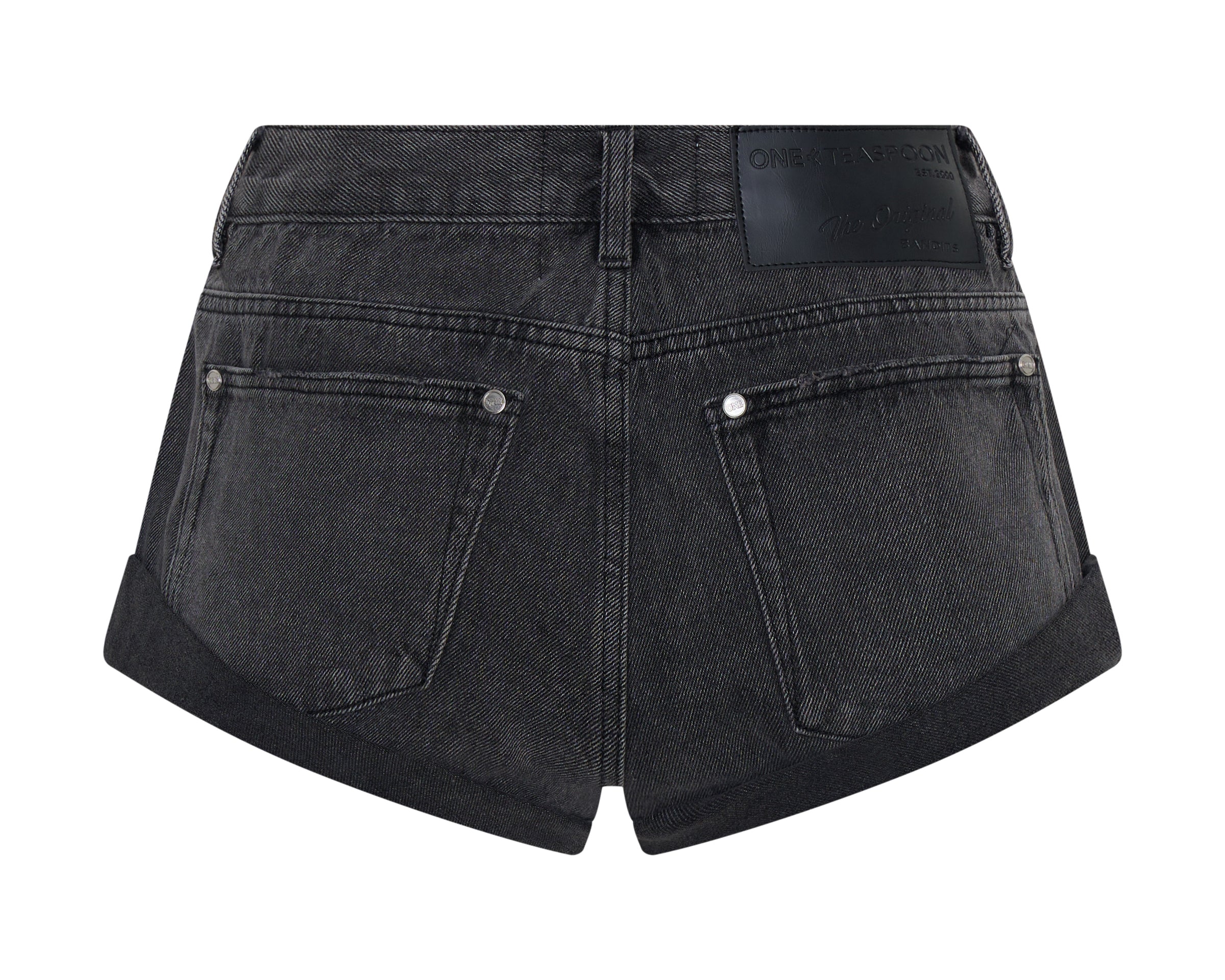 Bandits Low Waist Studded Denim Shorts - Washed Black