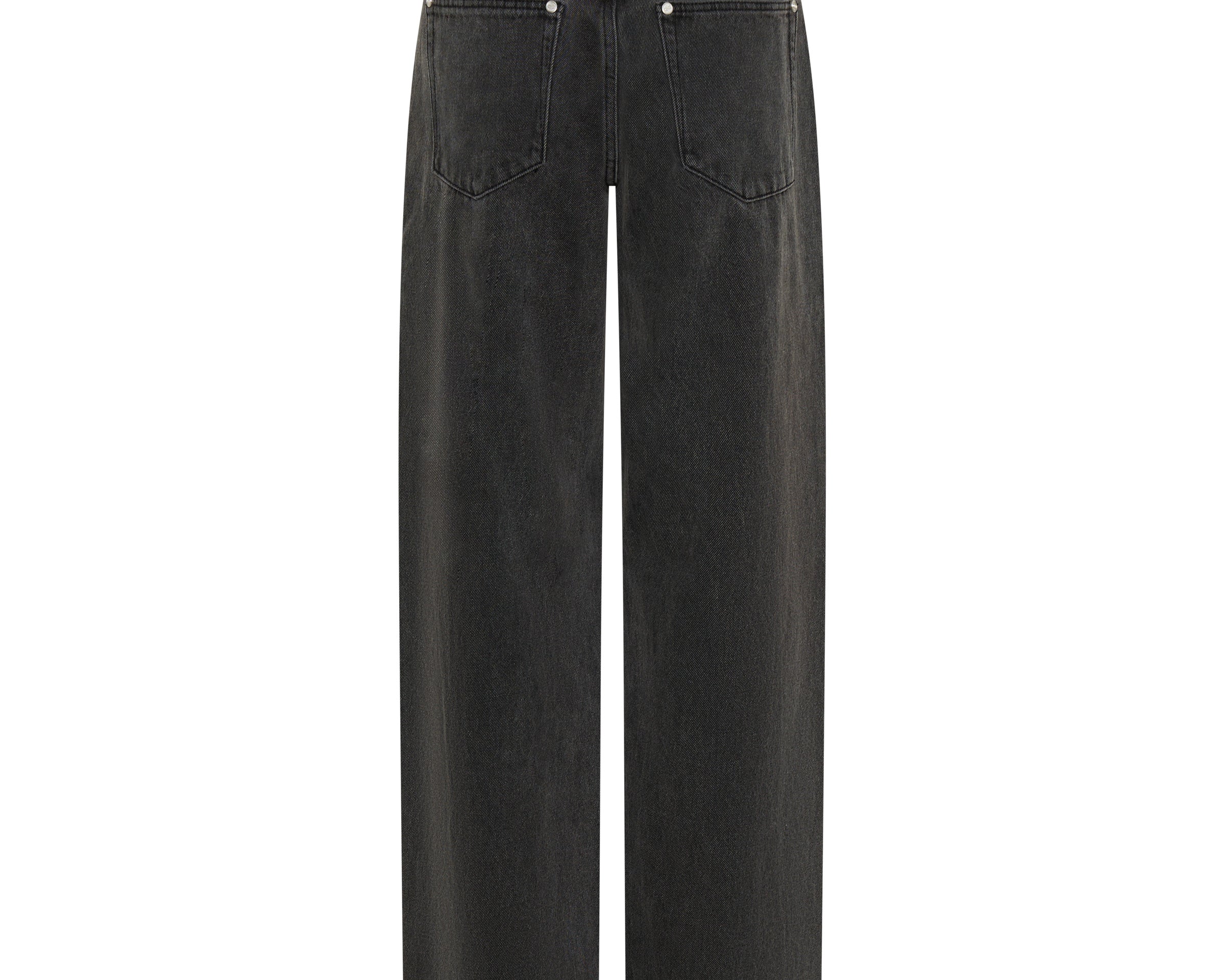 Jackson Mid Waist Wide Leg Studded Denim Jeans - Black