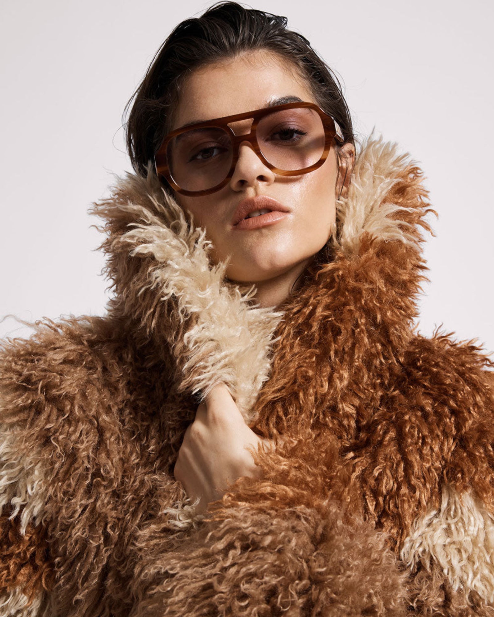 Mongolian Cropped Faux Fur Jacket - Tan | One Teaspoon USA
