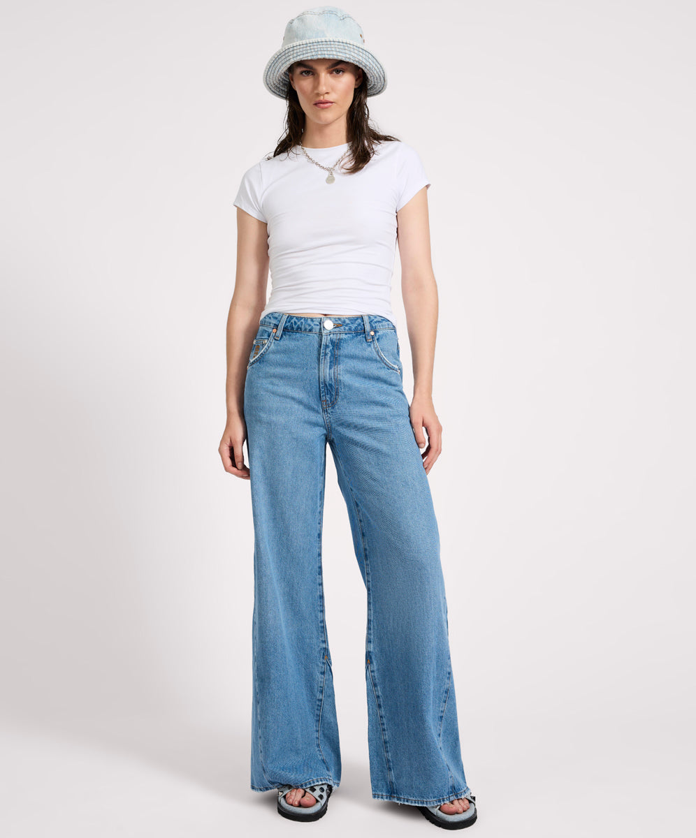 Women's Denim Jeans Cruisers Mid Waist Bootcut Flare Denim Jeans - New Blue