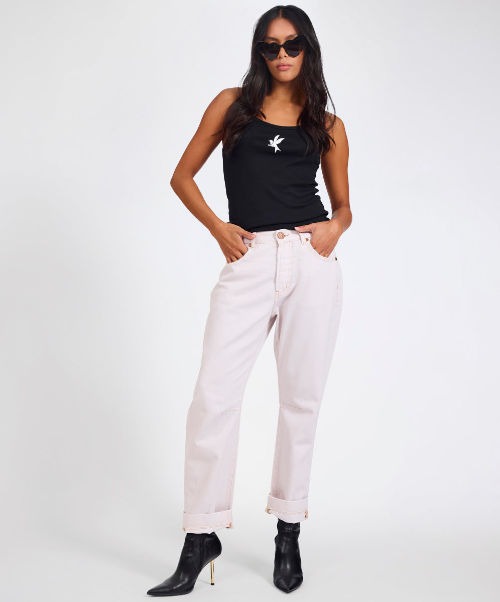 Last Stock Bandits Low Waist Boyfriend Denim Jeans - Pink Tint