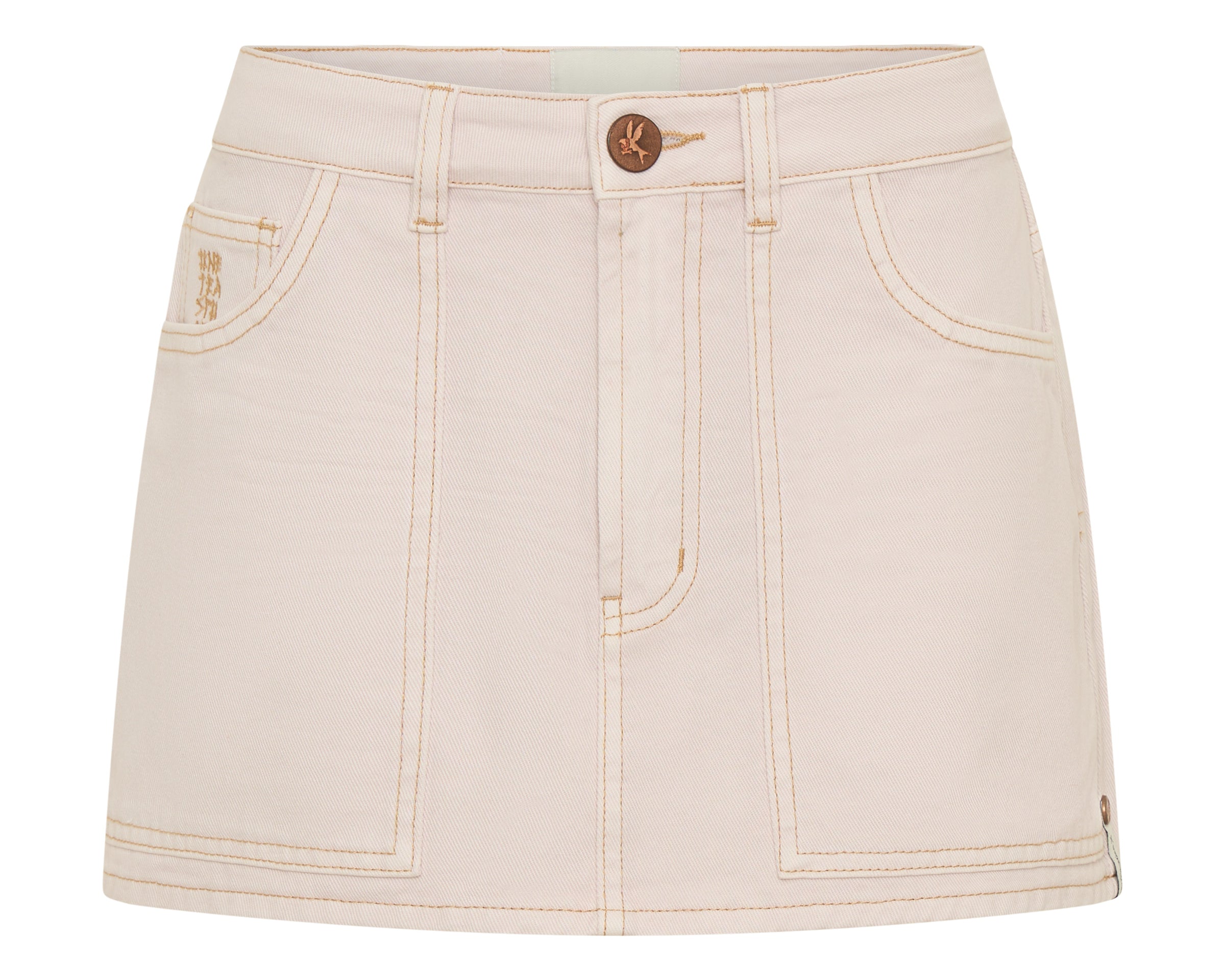 Fiasco Low Waist Utility Micro Mini Denim Skirt - Pink Tint