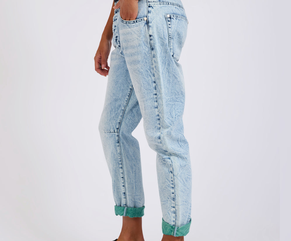 Saints Low Waist Boyfriend Denim Jeans - Blue Fields