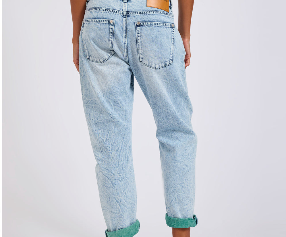 Saints Low Waist Boyfriend Denim Jeans - Blue Fields