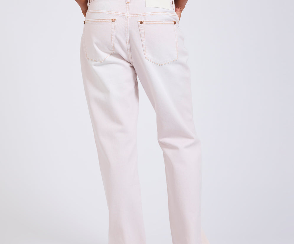 Austins Mid Waist Relaxed Straight Leg Jeans - Pink Tint
