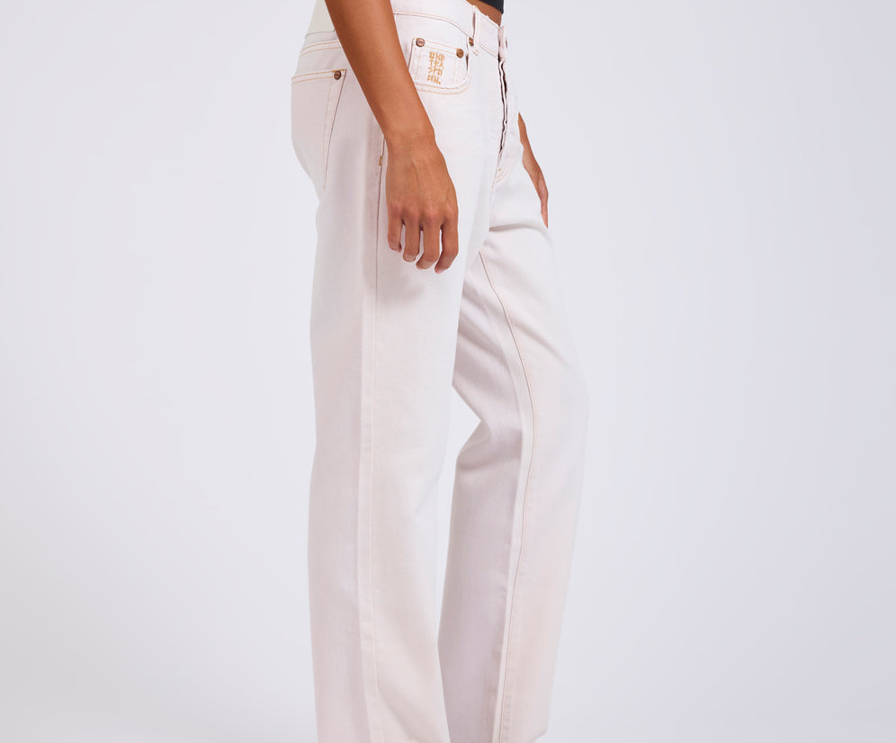 Austins Mid Waist Relaxed Straight Leg Jeans - Pink Tint