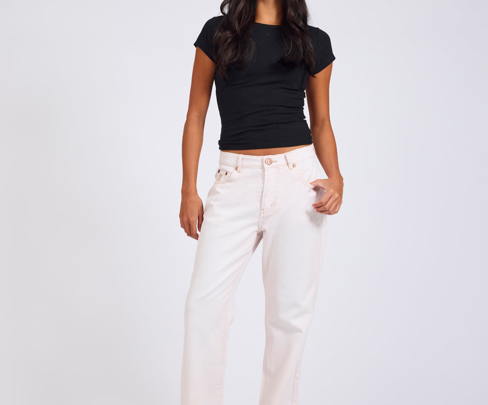 Austins Mid Waist Relaxed Straight Leg Jeans - Pink Tint