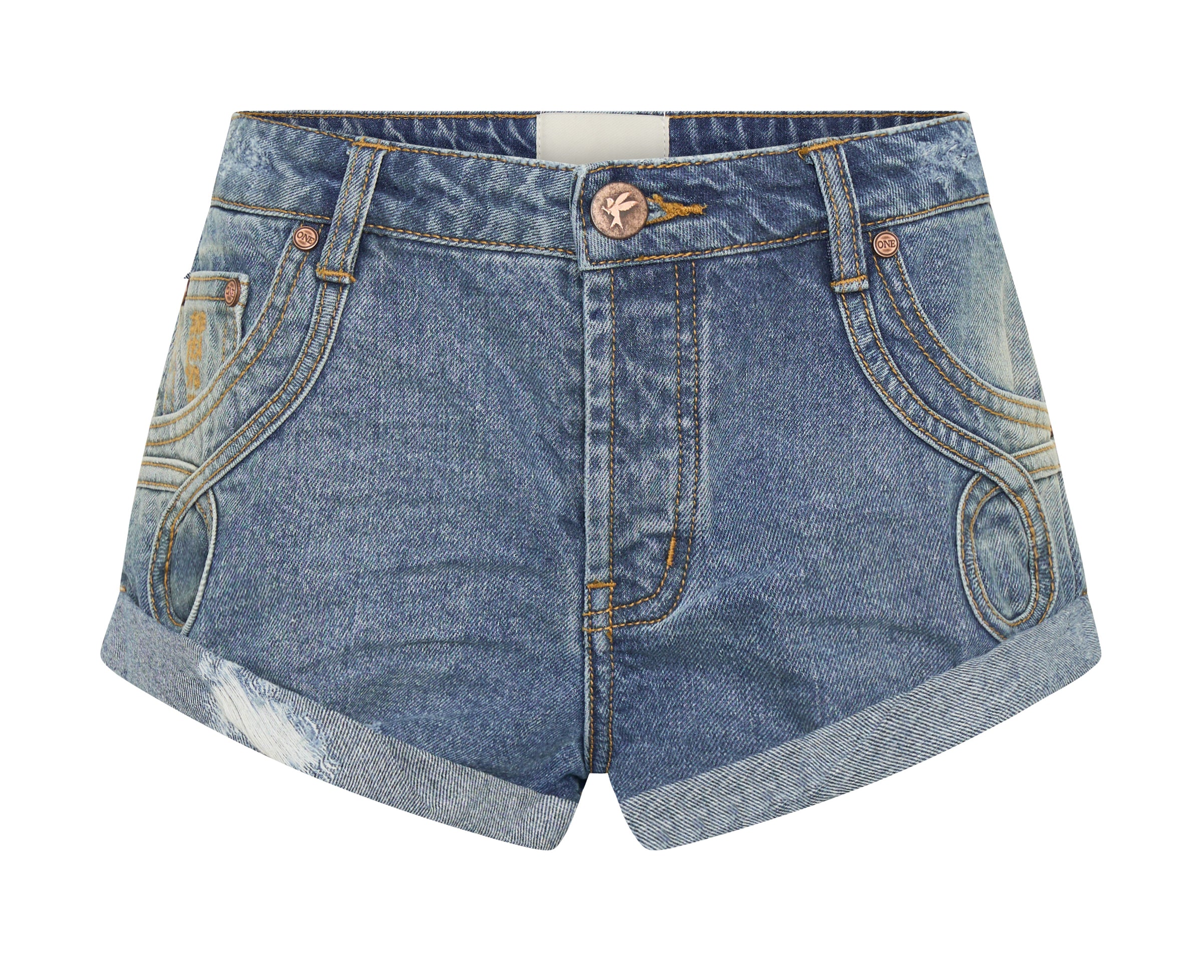 Bandits Low Waist Denim Shorts - Hoodlum Blue