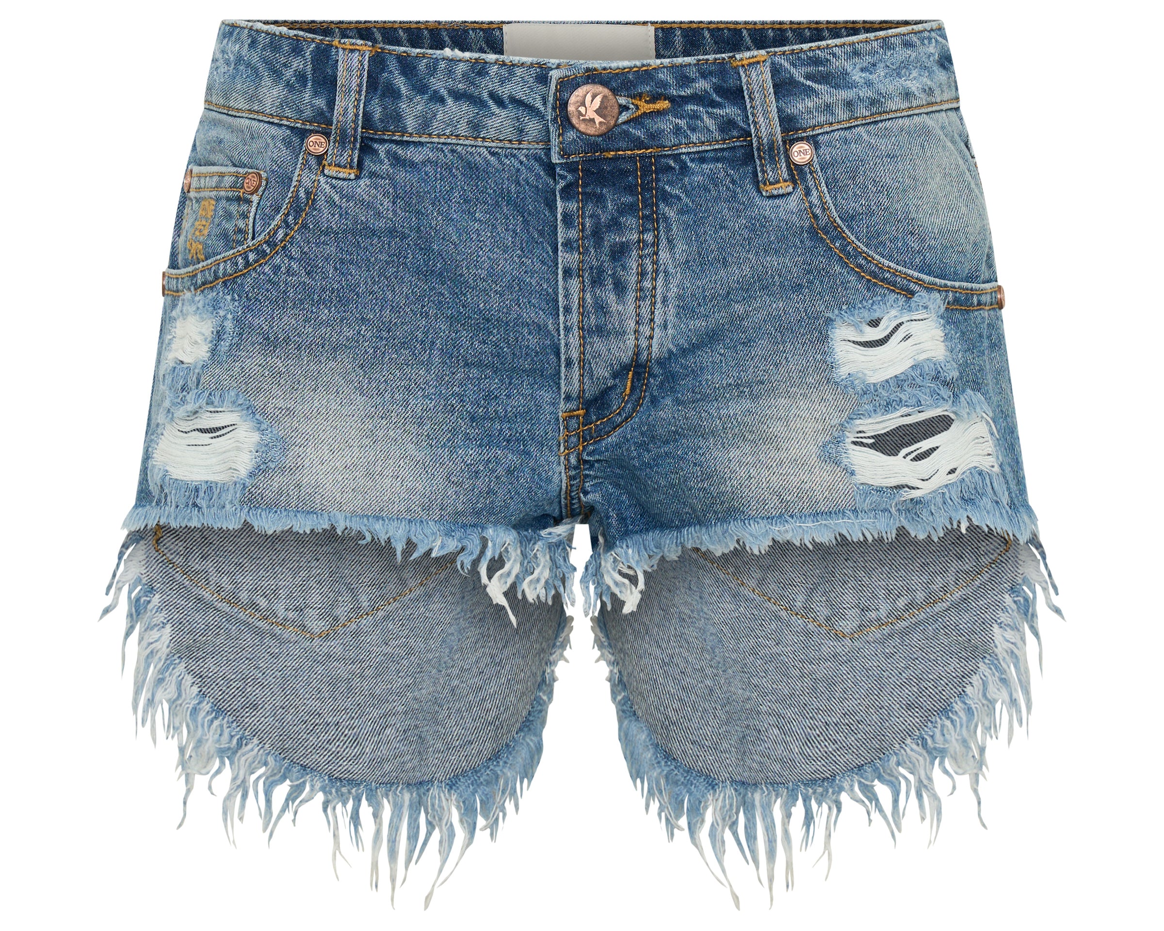 Bonitas Low Waist Denim Shorts - Hoodlum Blue