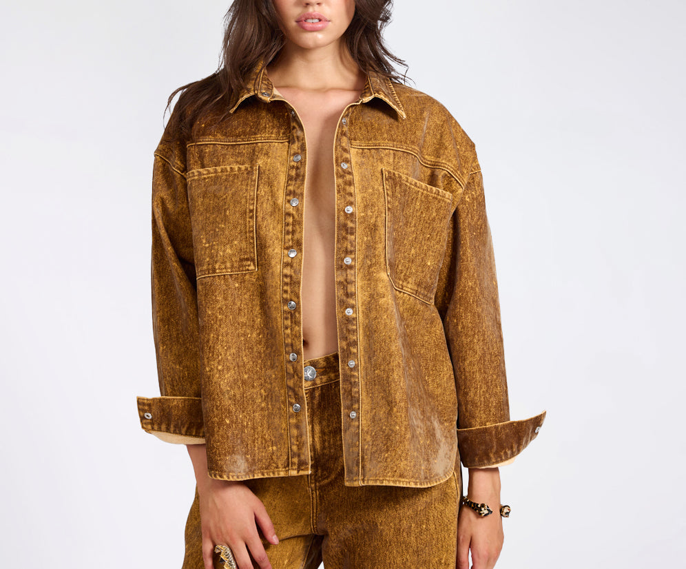 One Teaspoon Daria Flocked Denim Shacket