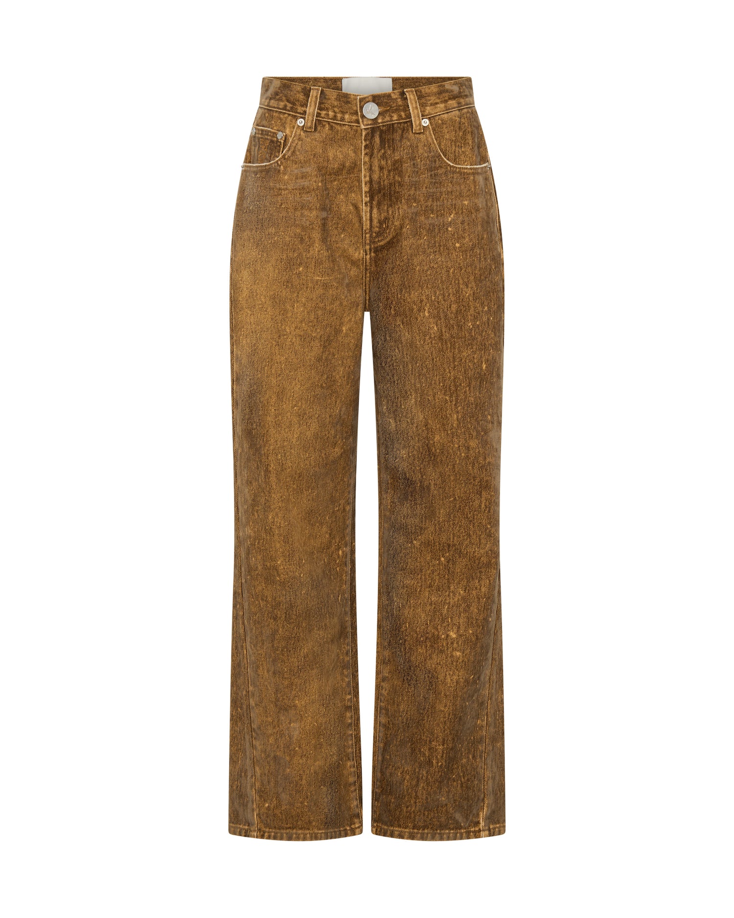  Baxters Mid Waist Wide Leg Denim Jeans - Burnt Tobacco