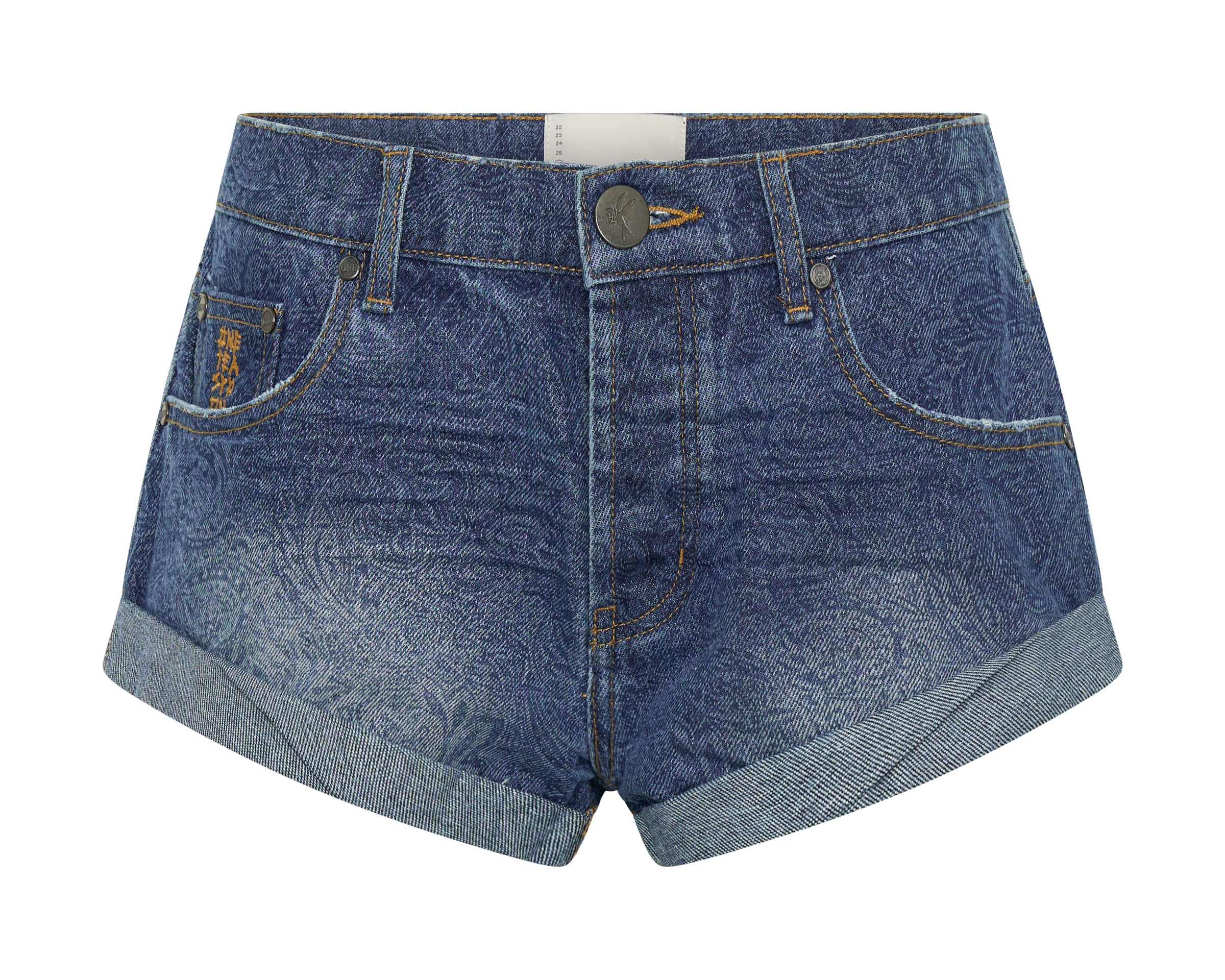 Bandits Low Waist Denim Shorts - Blue Paisley