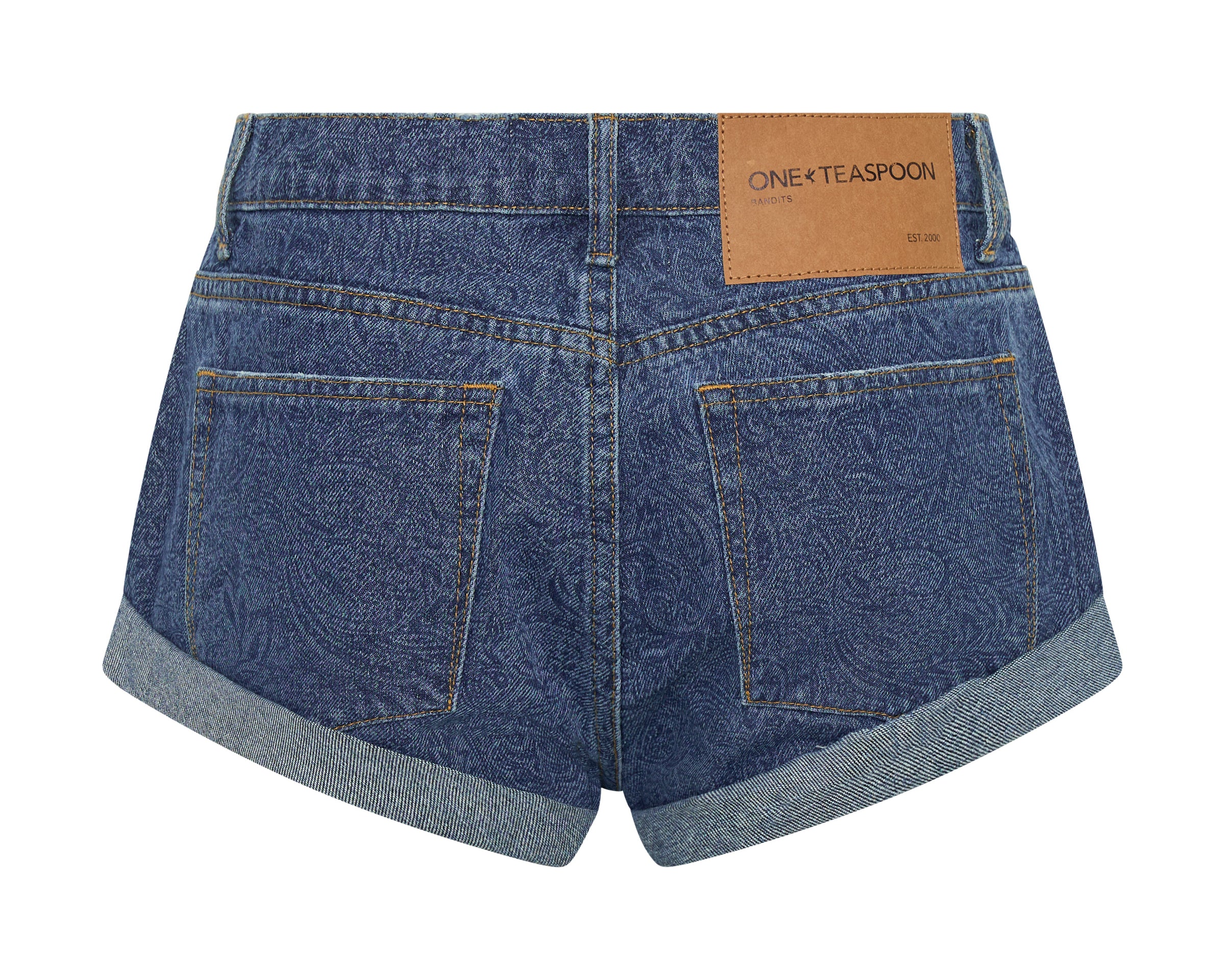 Bandits Low Waist Denim Shorts - Blue Paisley