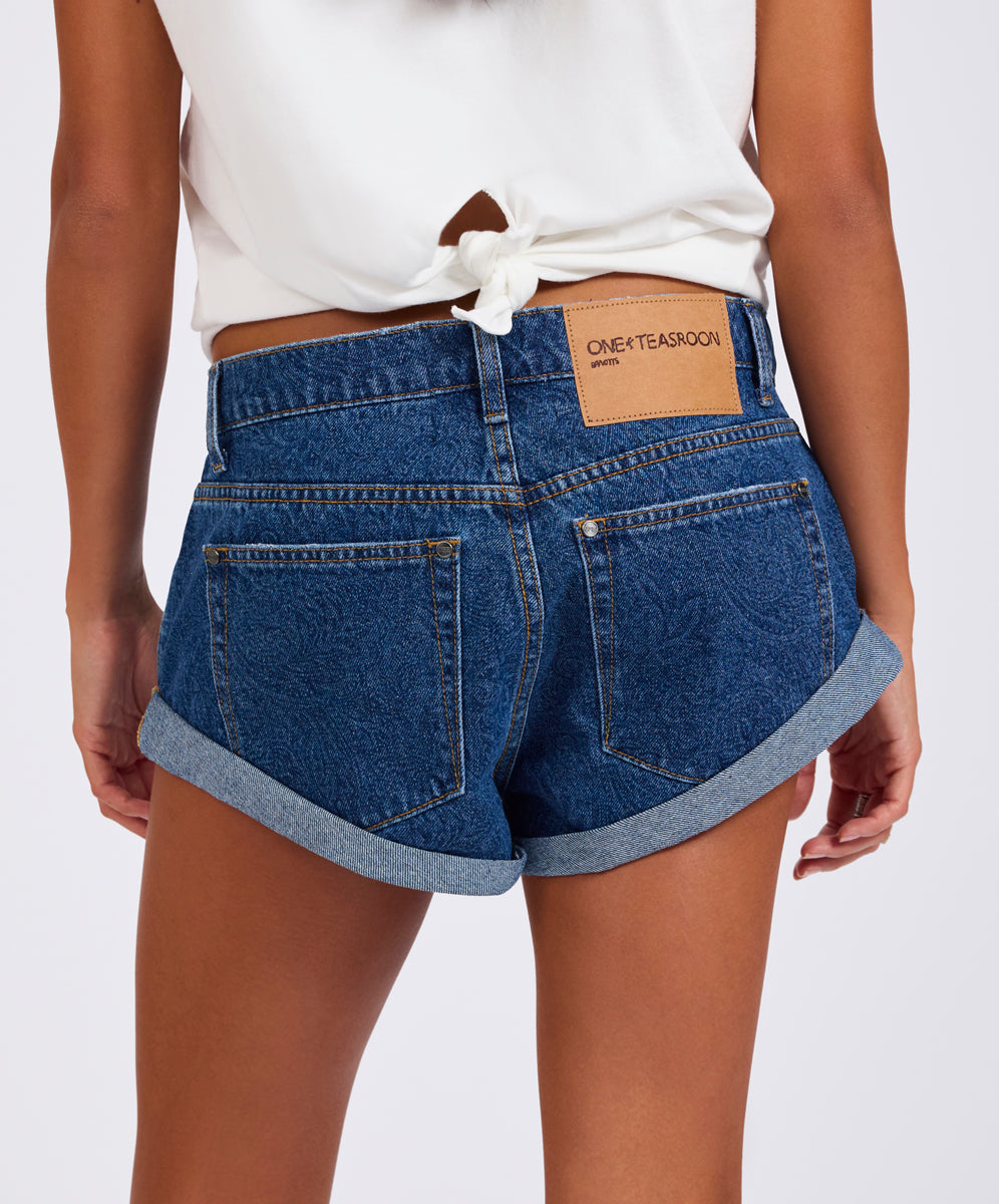 Bandits Low Waist Denim Shorts - Blue Paisley | One Teaspoon USA