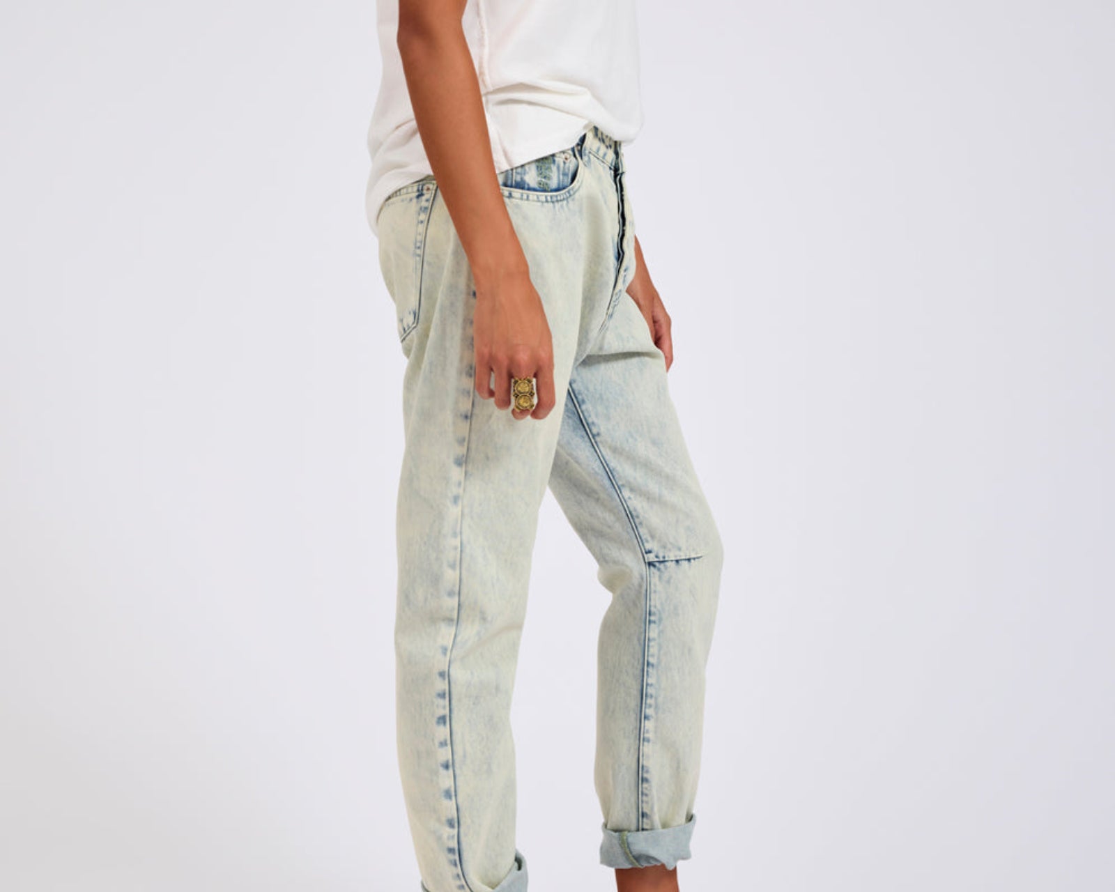 Saints Low Waist Boyfriend Denim Jeans - Ambrosia Blue